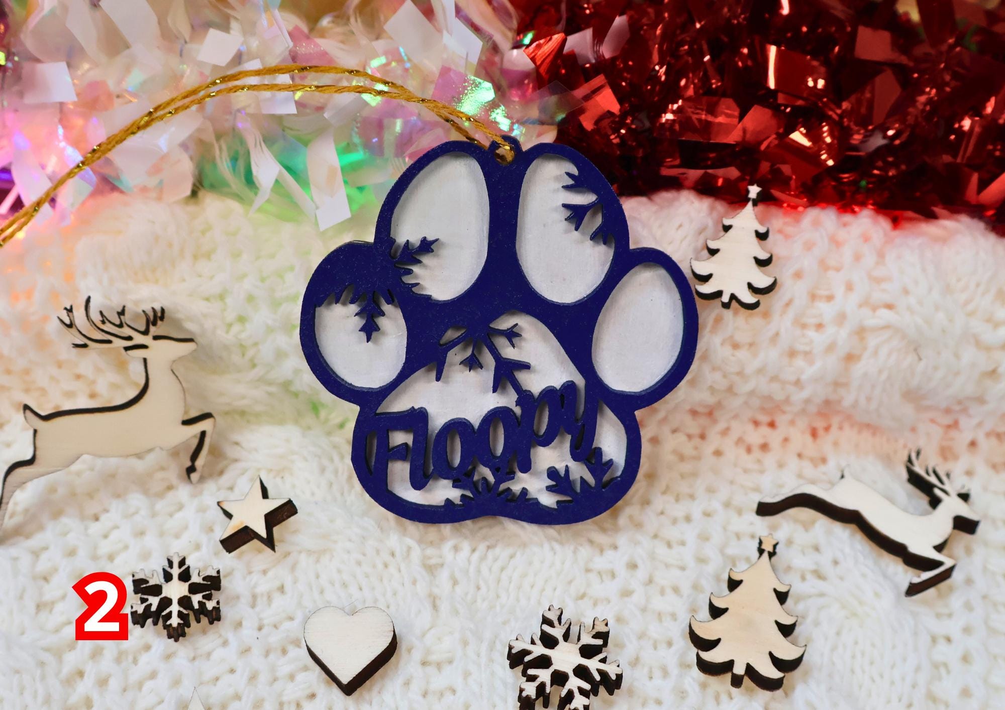 Boule de Noël personnalisée animaux Ornement de Noël avec prénom pour chien & chat Décoration Noël