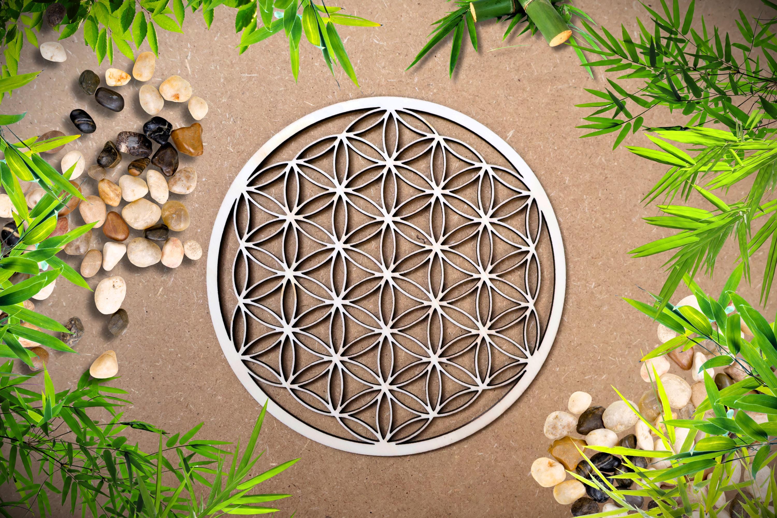 Fleur de Vie en bois, Mandala, décoration murale & table, coupé sur mesure de 20 à 70 cm