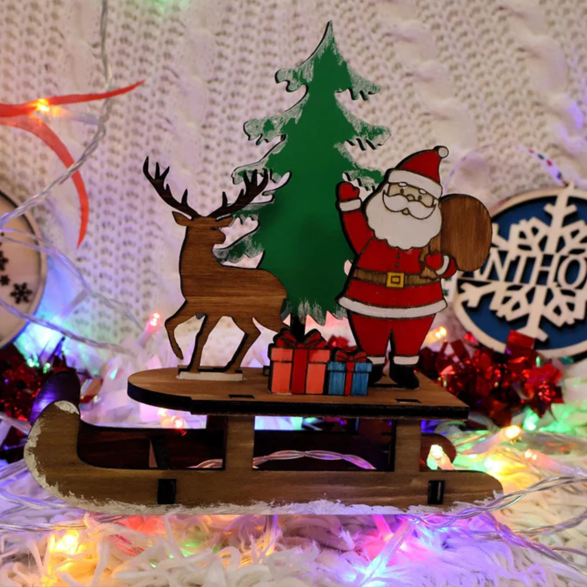 Traîneau de Noël en bois