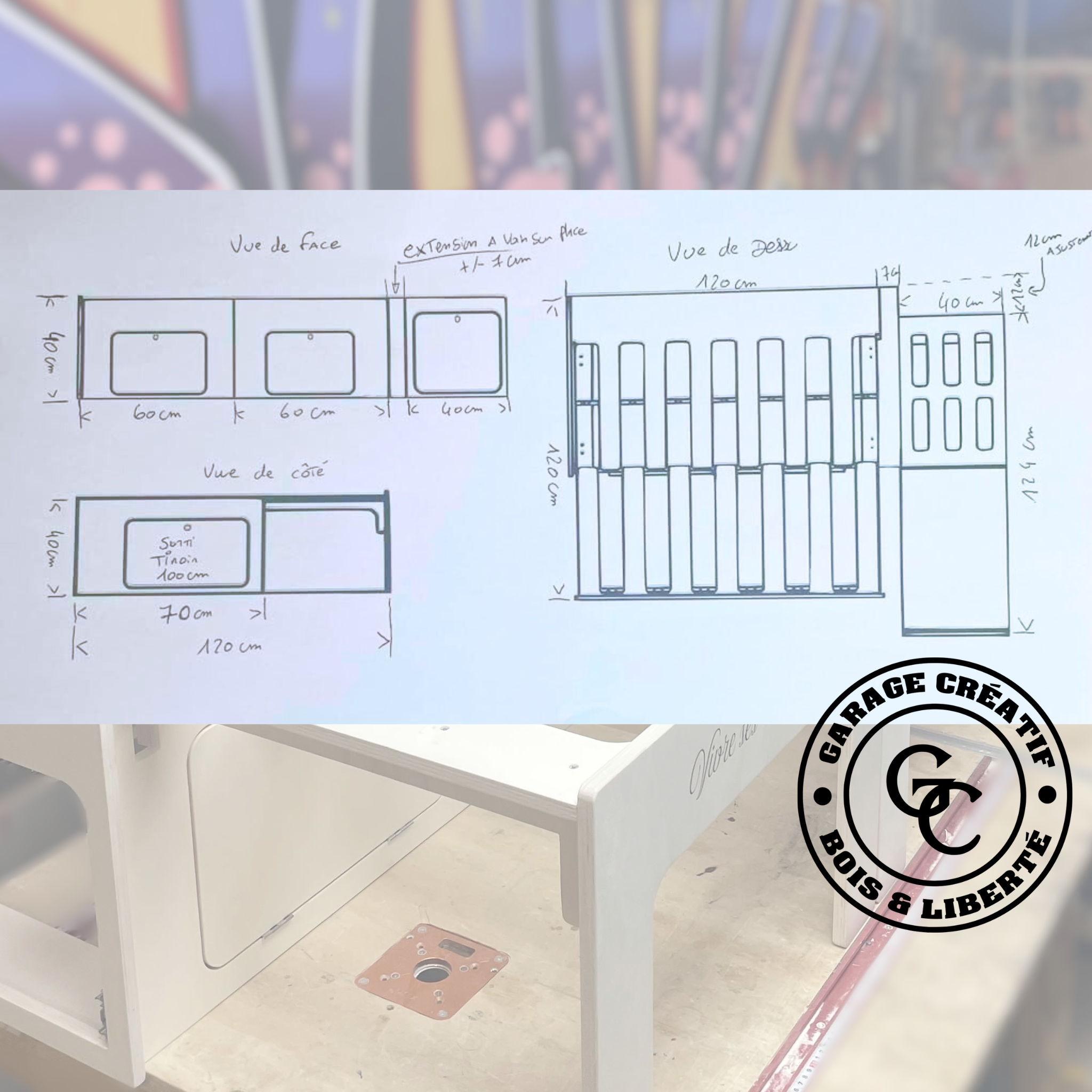 "Détail assemblage vissé lit peigne van artisanal"