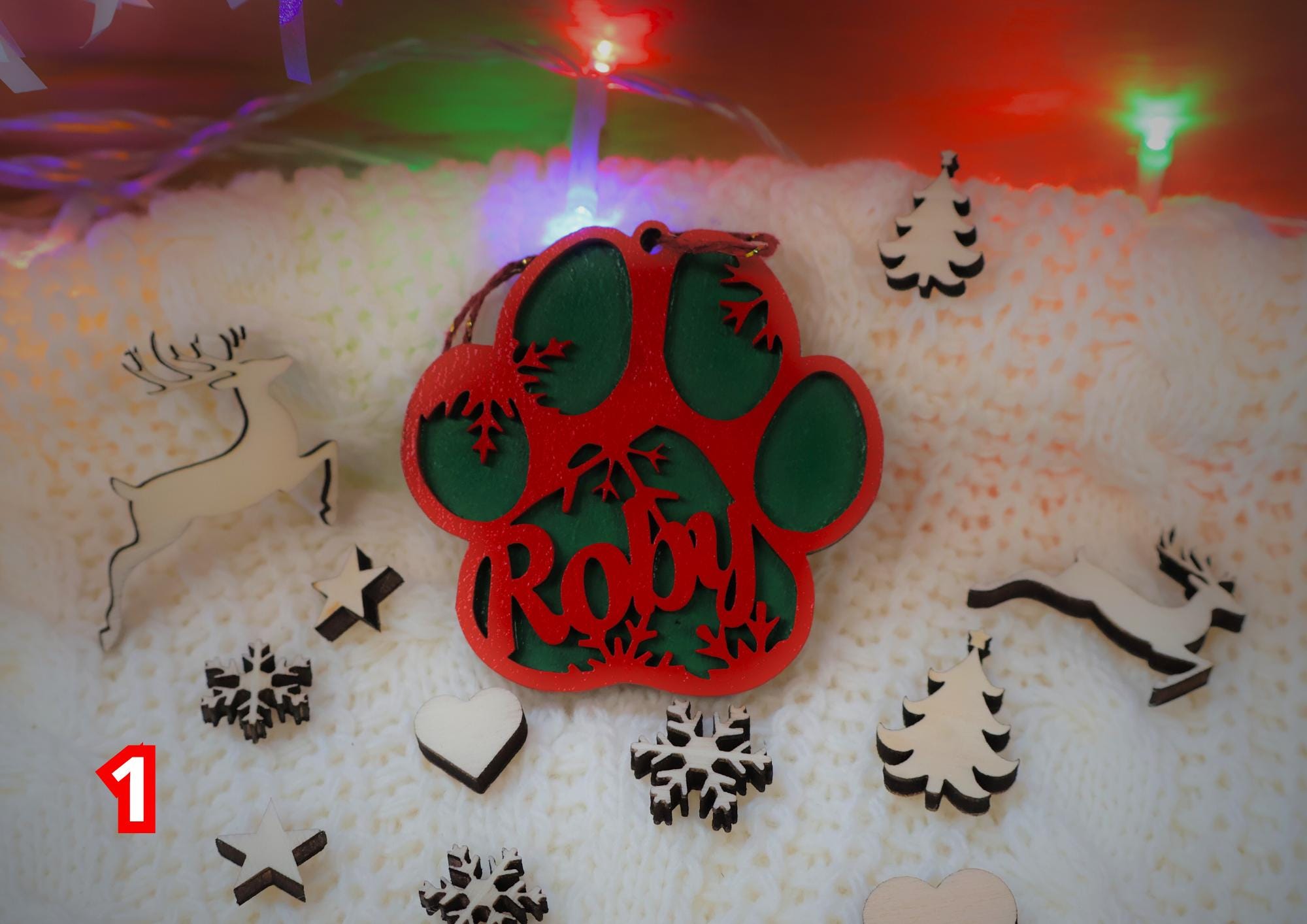 Boule de Noël personnalisée animaux Ornement de Noël avec prénom pour chien & chat Décoration Noël