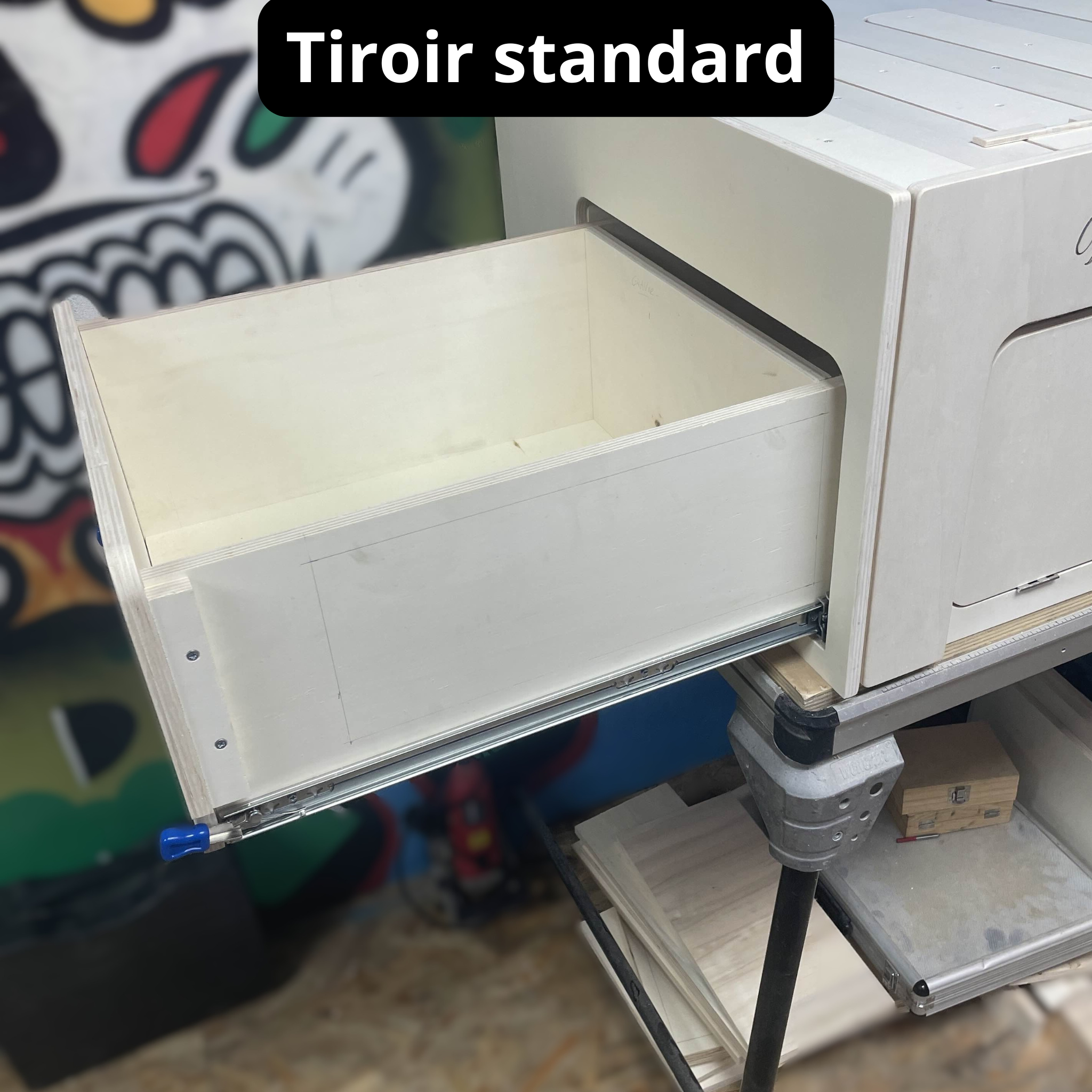 Lit peigne en bois pour van aménagé Modulaire & rangement L140cm