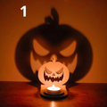 Décoration Halloween en bois Support Bougie Citrouille Ombre Magique