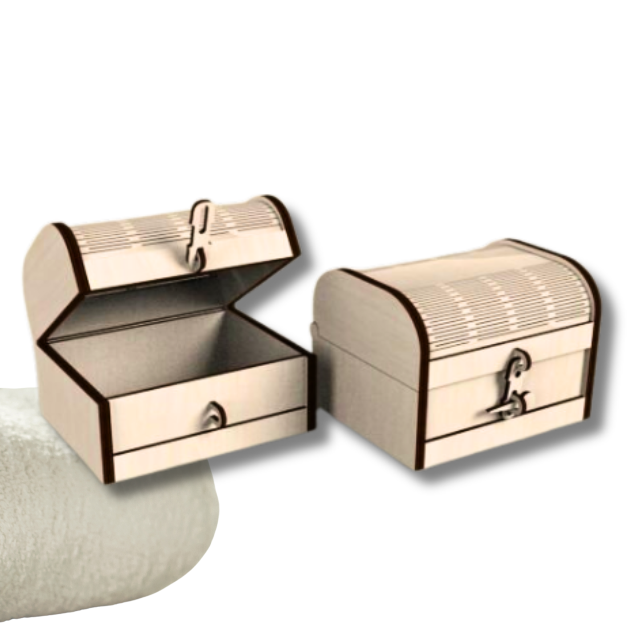 Mini Coffre au Trésor Artisanal – Finition Courbée et Fermoir en Bois