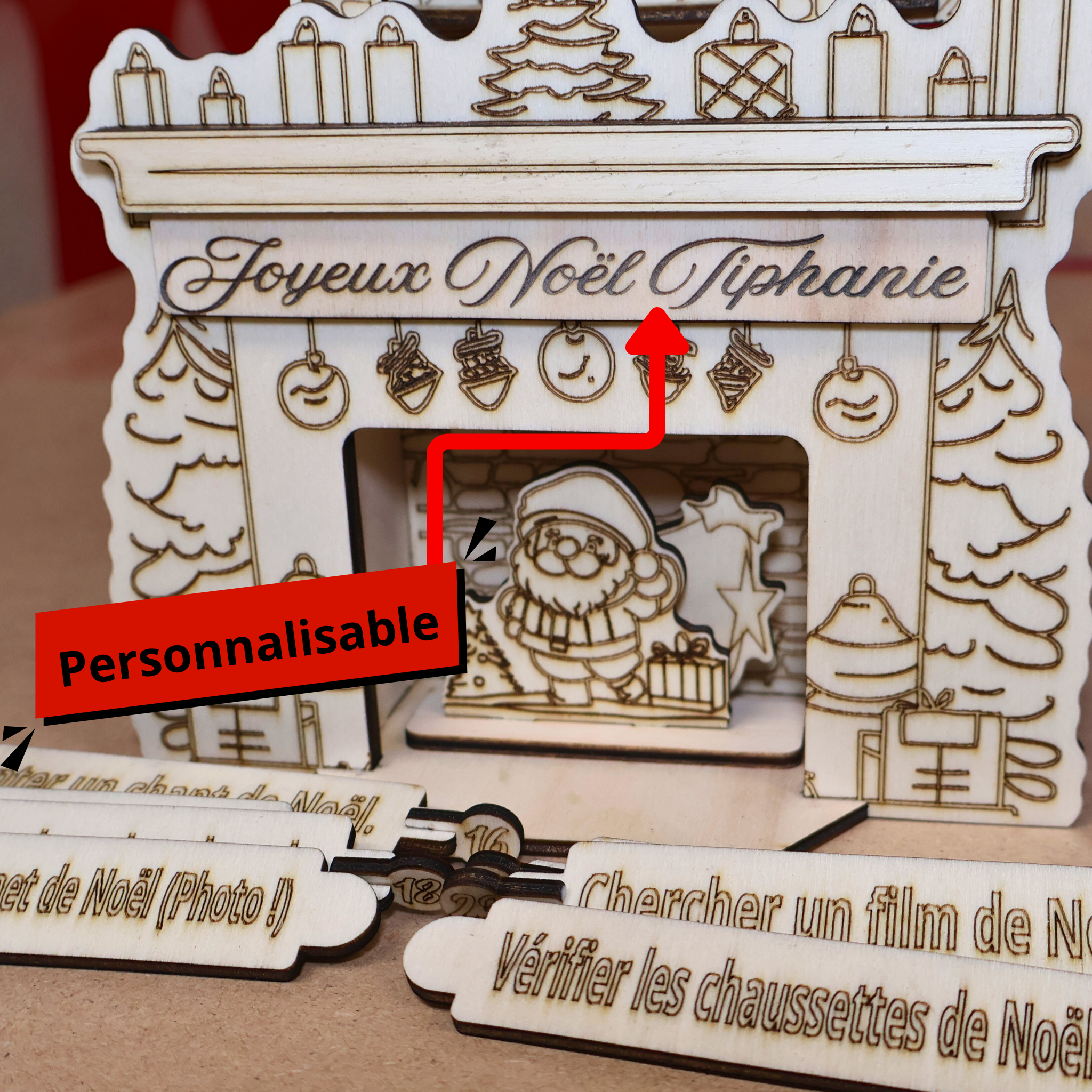 Calendrier de l’Avent en bois personnalisé