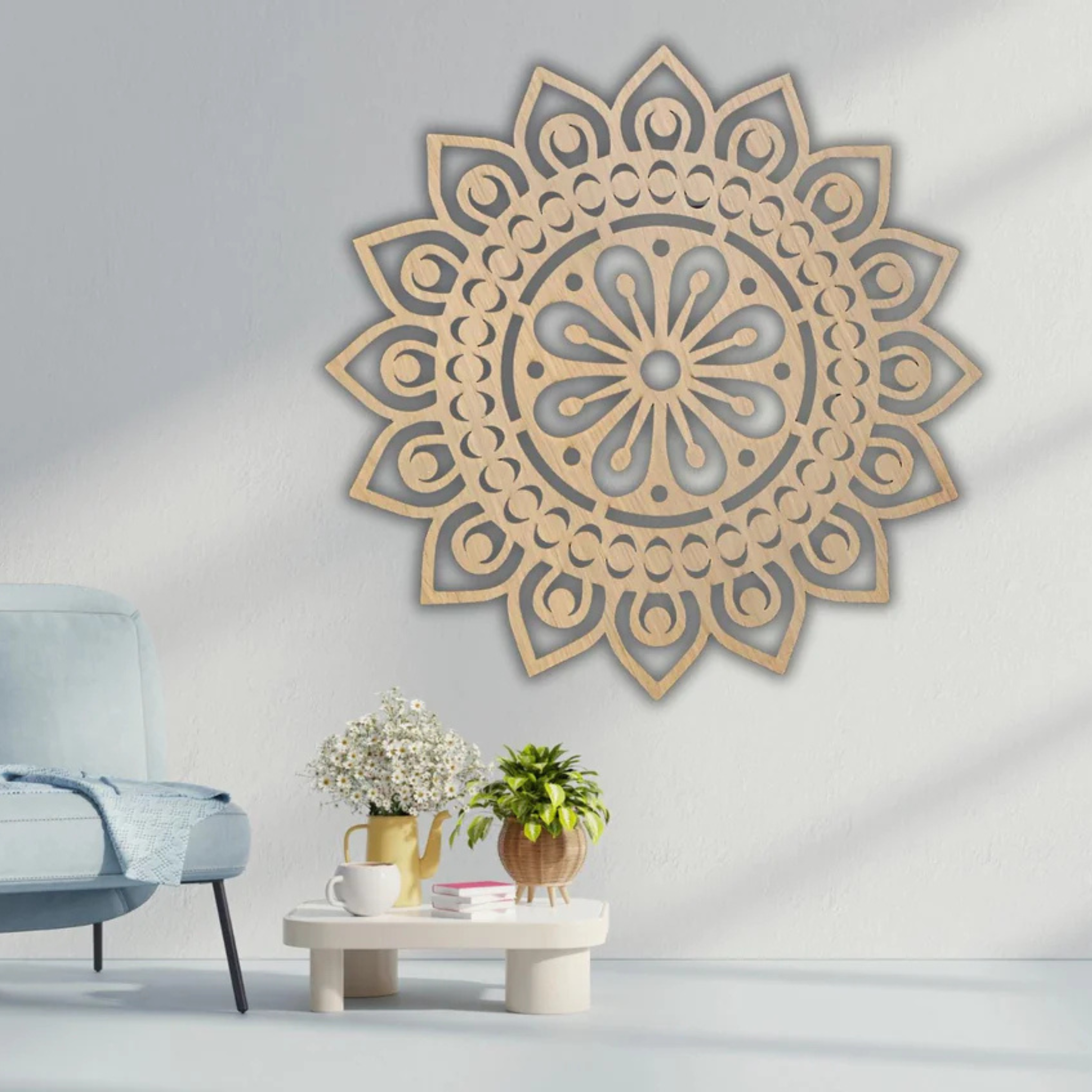 Mandala en bois personnalisable unique en chêne