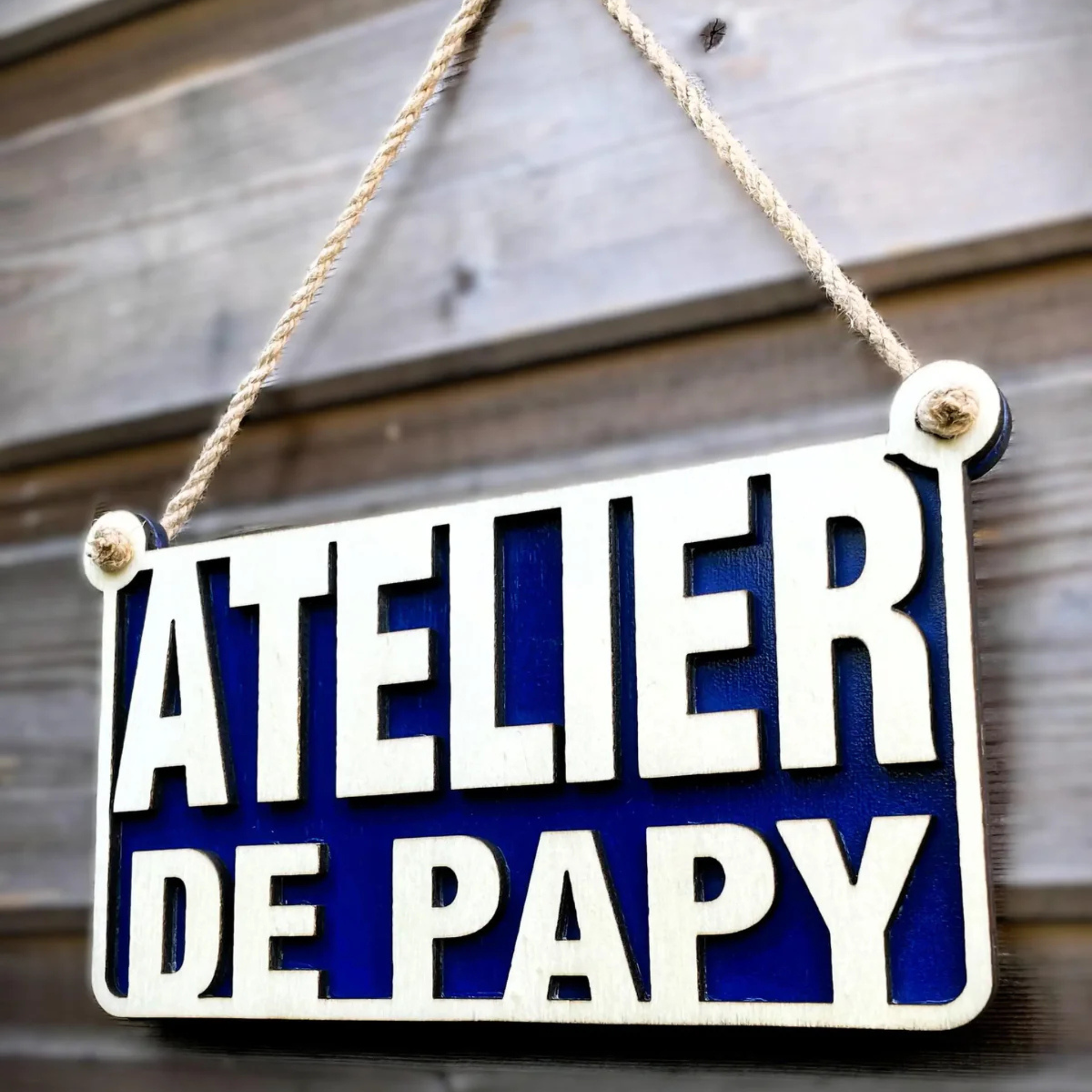 Plaque porte atelier bois vintage avec texte personnalisé