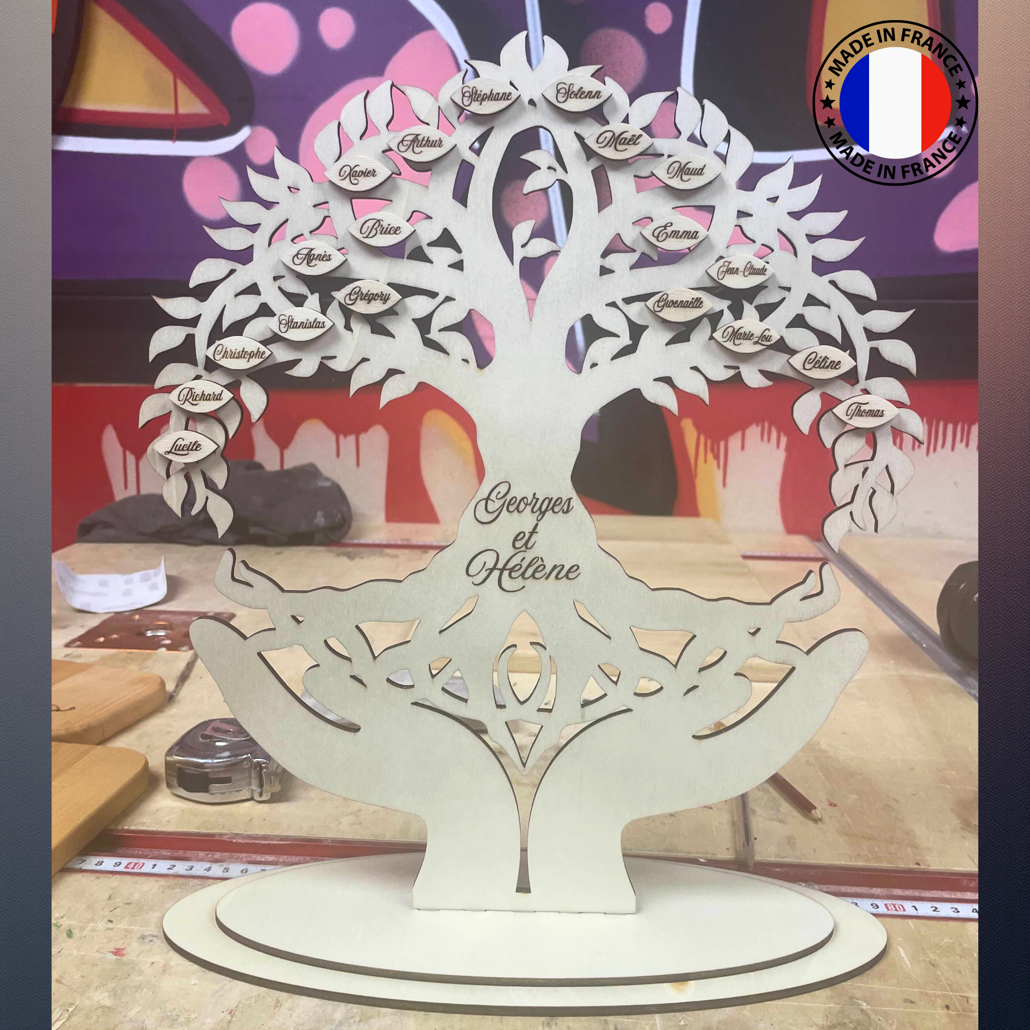 Arbre généalogique en bois personnalisé