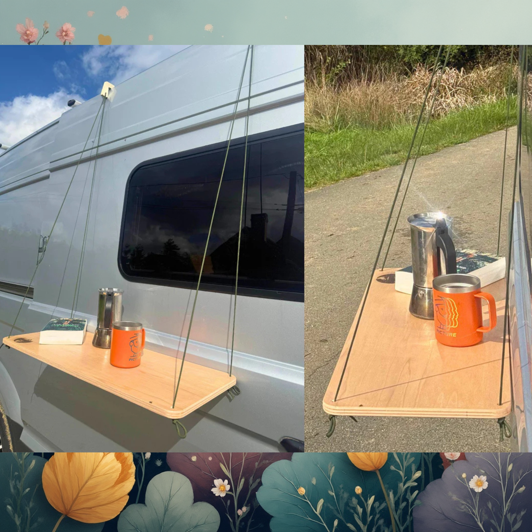 Système crochets tablette suspendue van modulable