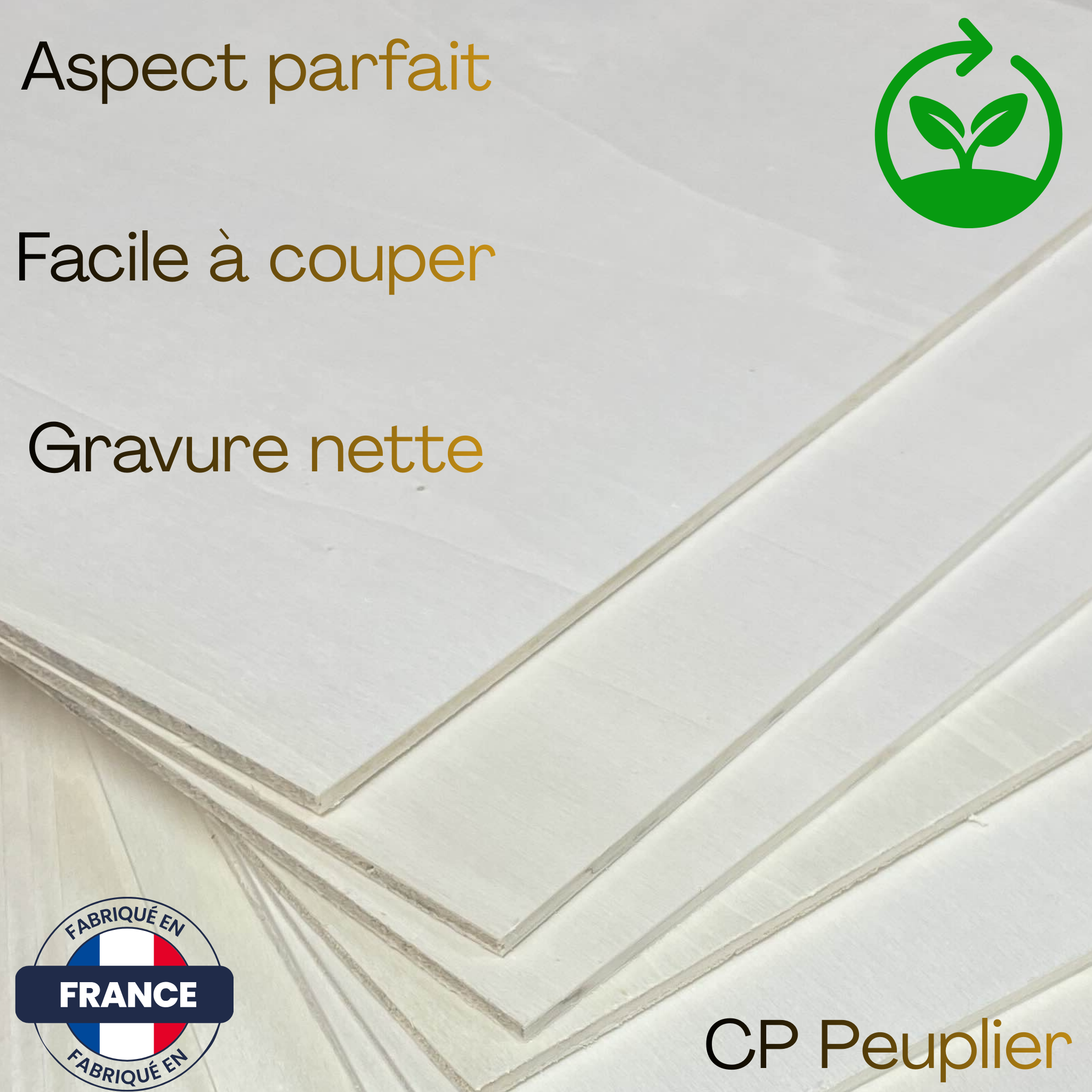 Contreplaqué Peuplier qualité laser 5mm Bois sélectionné pour gravure et découpe laser