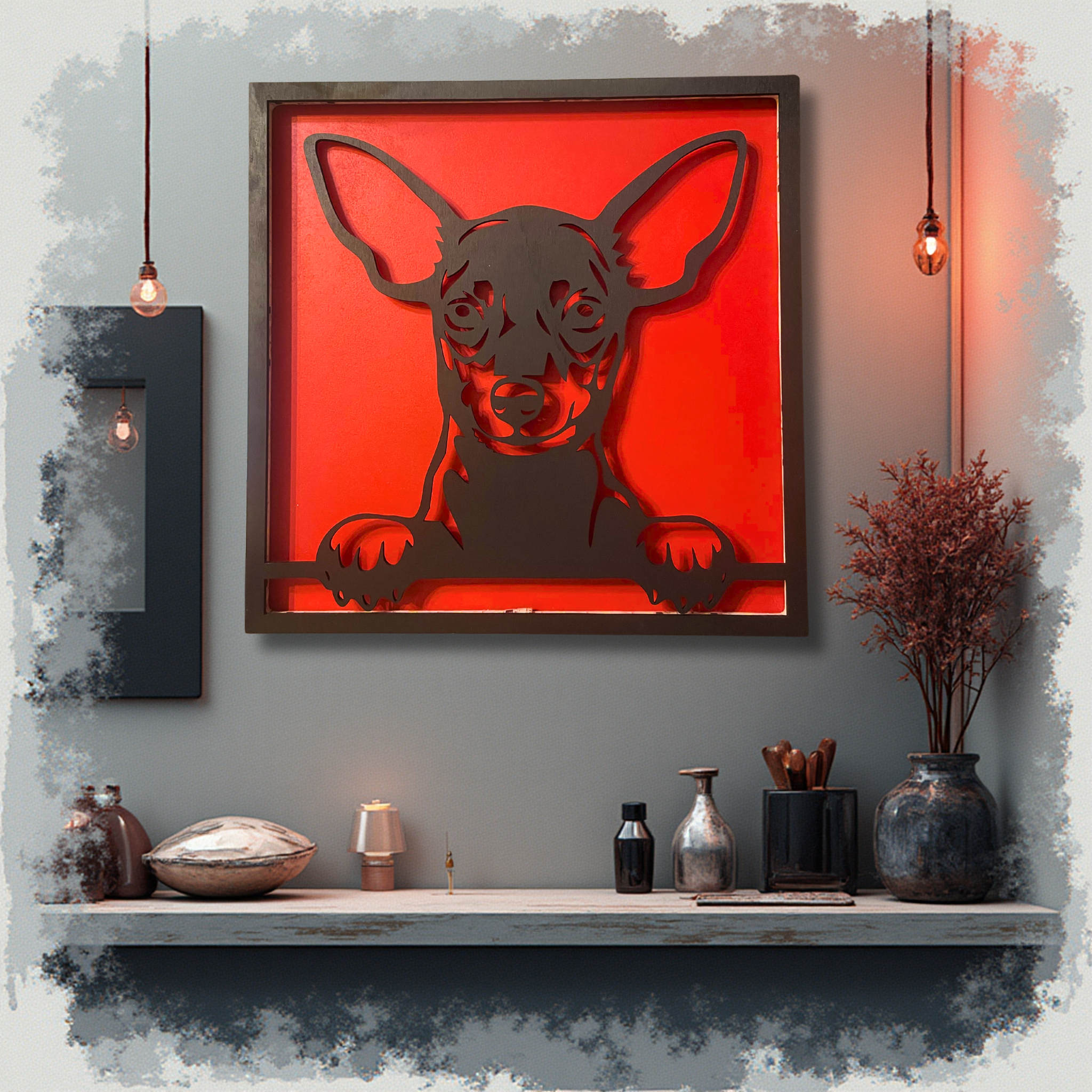 Lampe murale LED chien personnalisée,Tableau lumineux décoratif.