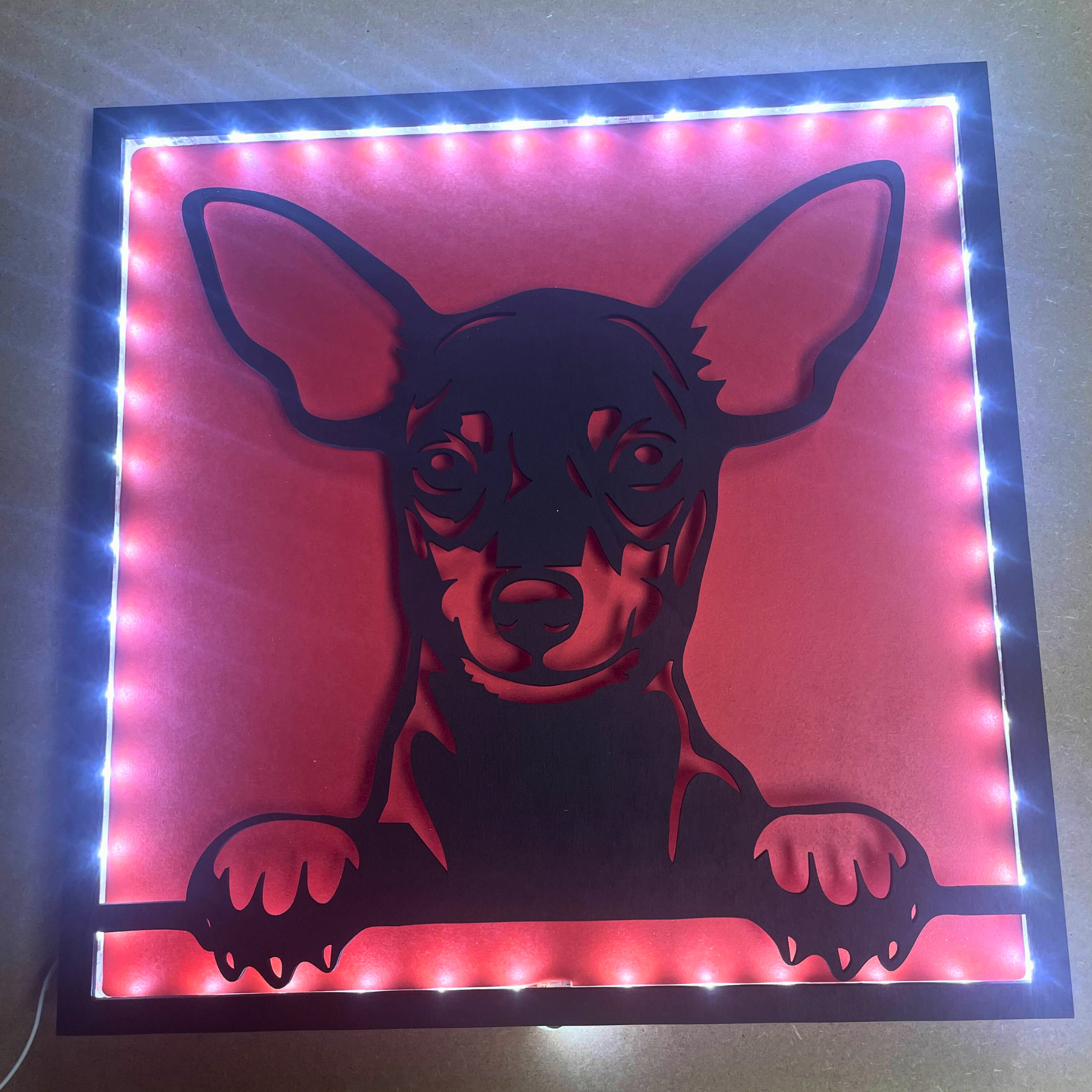 Lampe murale LED chien personnalisée,Tableau lumineux décoratif.