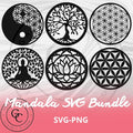 Mandala + Fond SVG PNG Découpe Laser Géométrie Sacrée & Floral pack mandalas