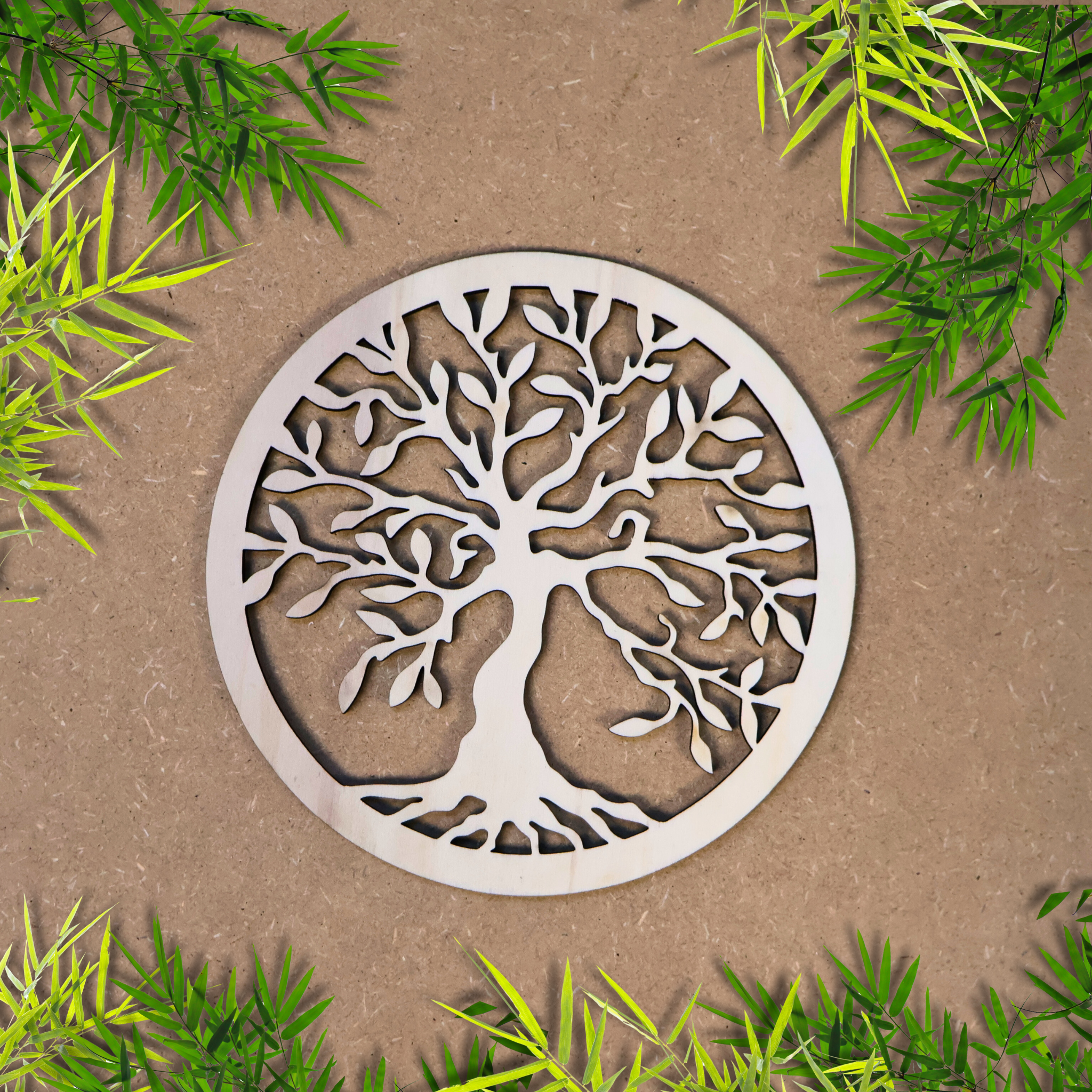 Décoration murale bois Mandala Fleur de Lotus, Bouddha, Arbre de Vie