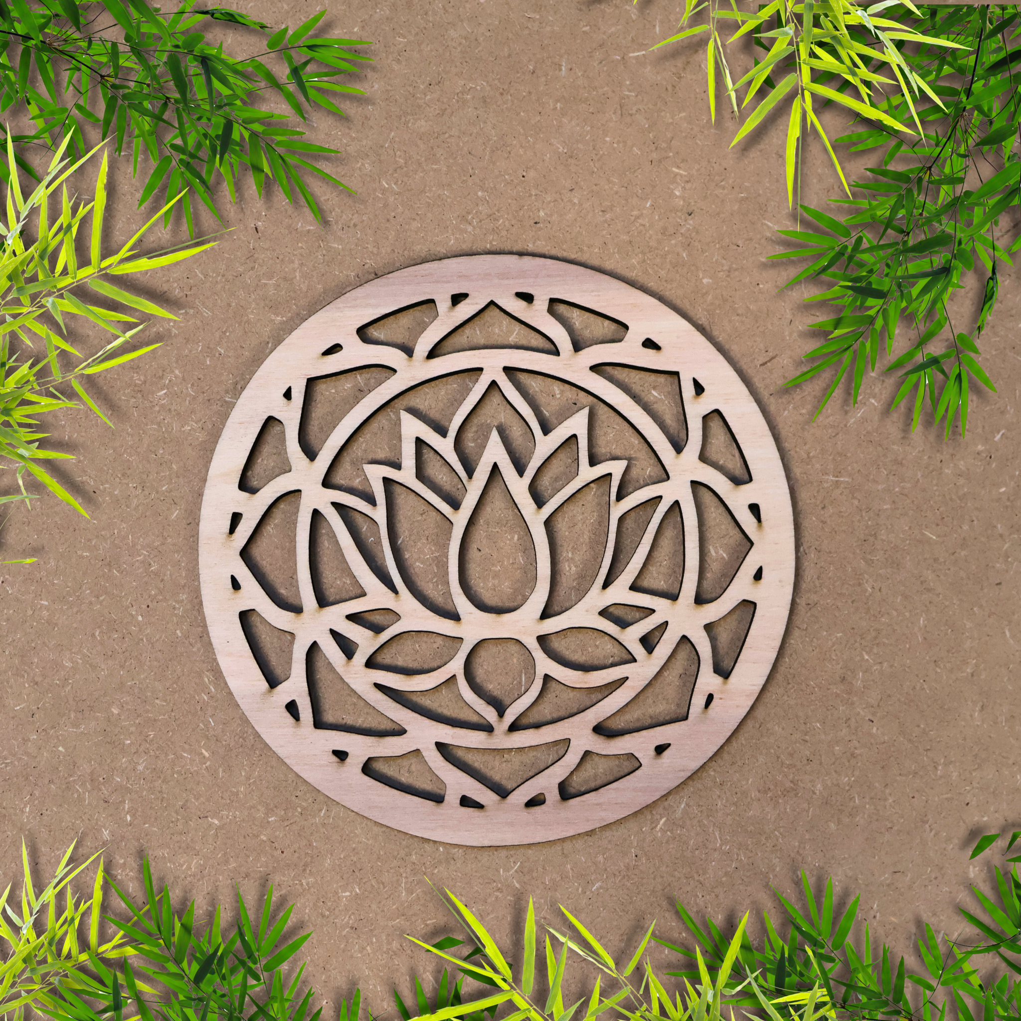 Décoration murale bois Mandala Fleur de Lotus, Bouddha, Arbre de Vie