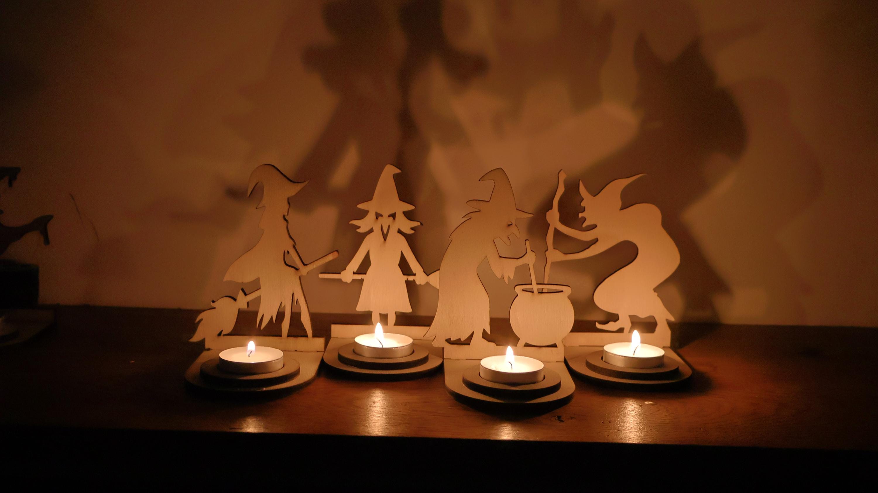 Support Bougie Sorcière décoration halloween Ombre Effrayante