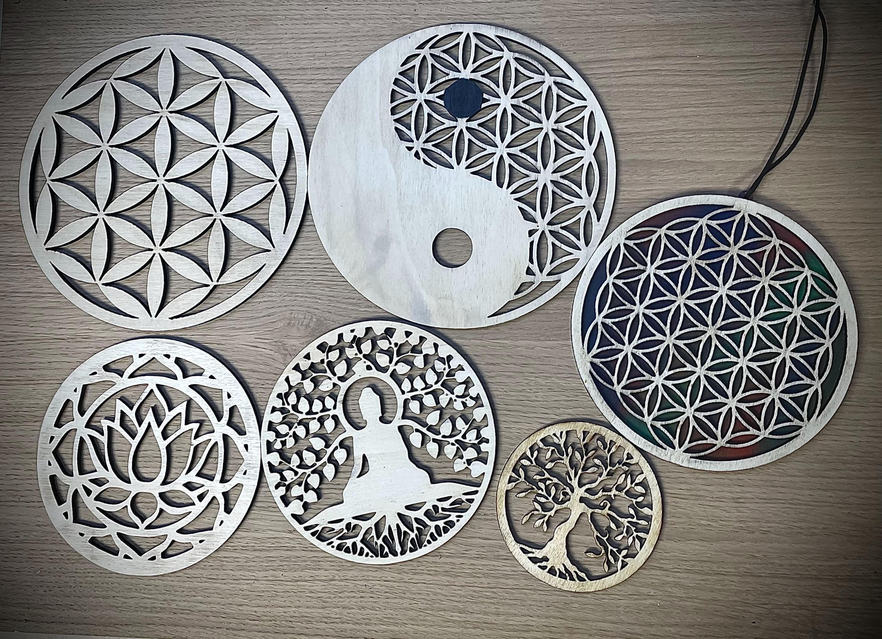 Mandala + Fond SVG PNG Découpe Laser Géométrie Sacrée & Floral pack mandalas