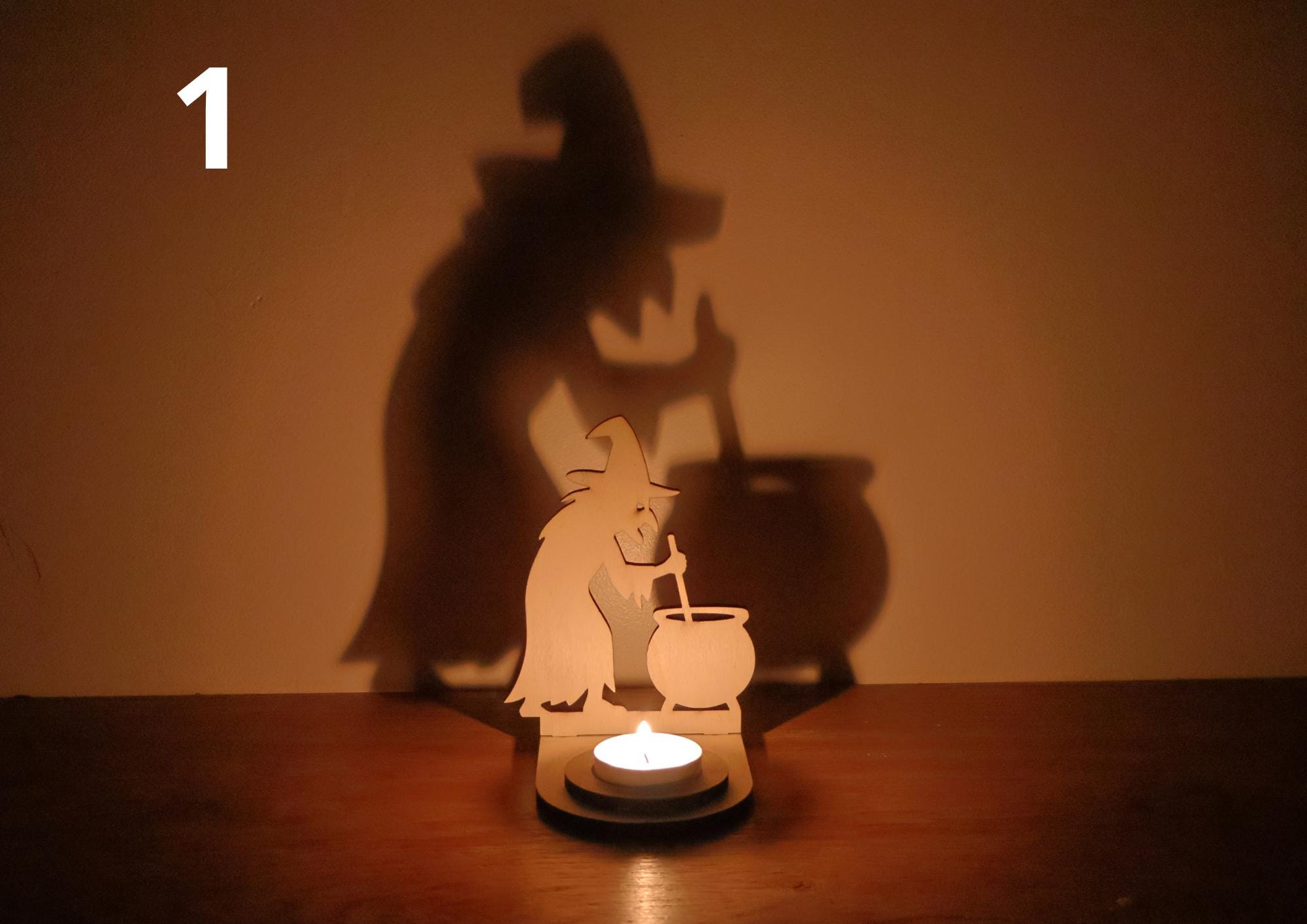 Support Bougie Sorcière décoration halloween Ombre Effrayante