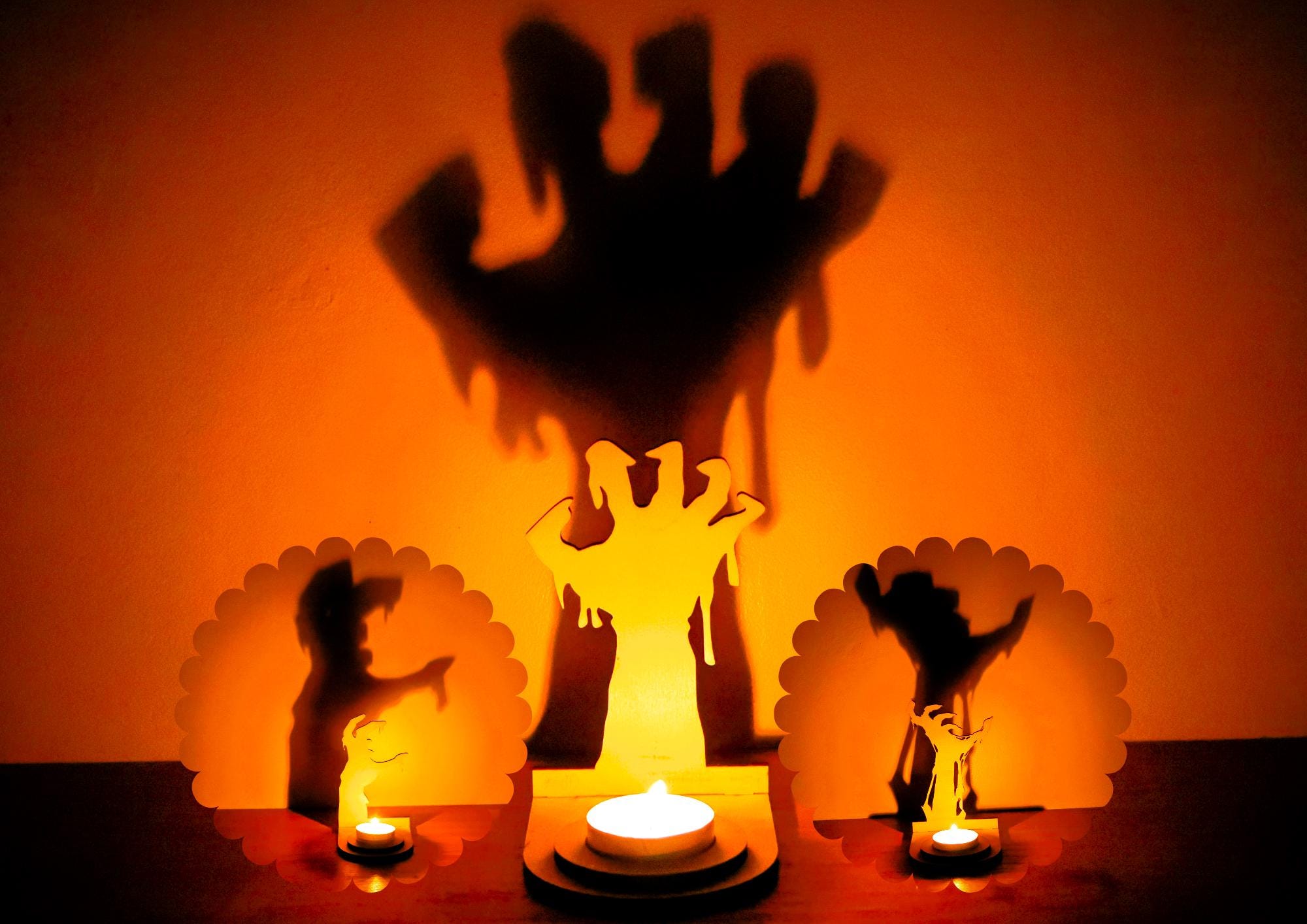Décoration halloween Support bougie Halloween Main de l’Ombre