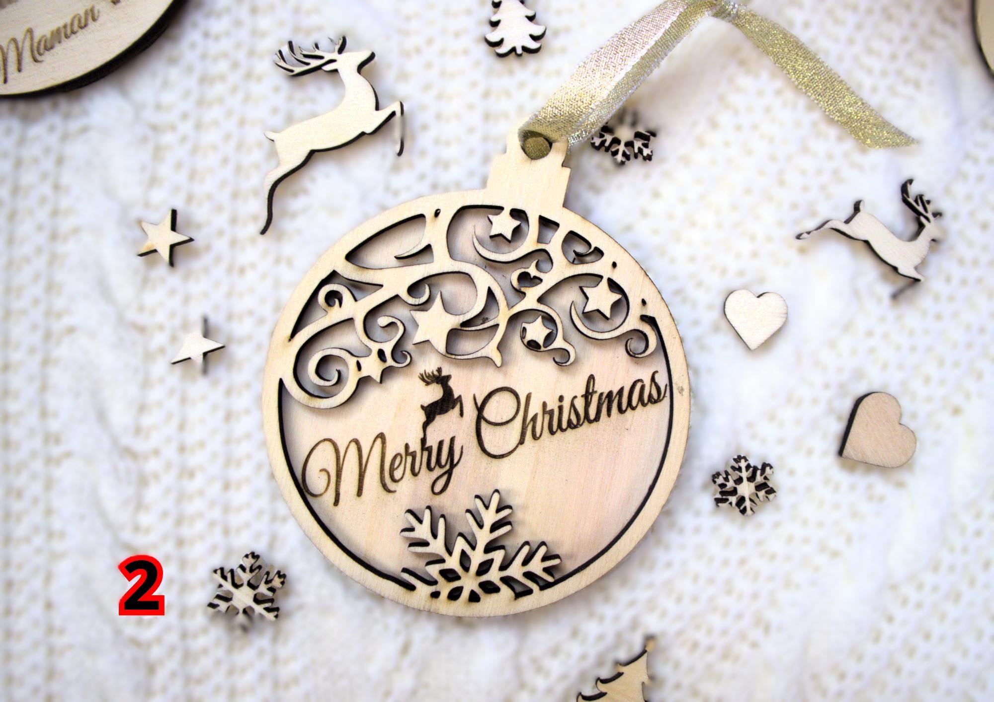 Boule de Noël personnalisée famille Prénoms gravés & couleur au choix Ornement