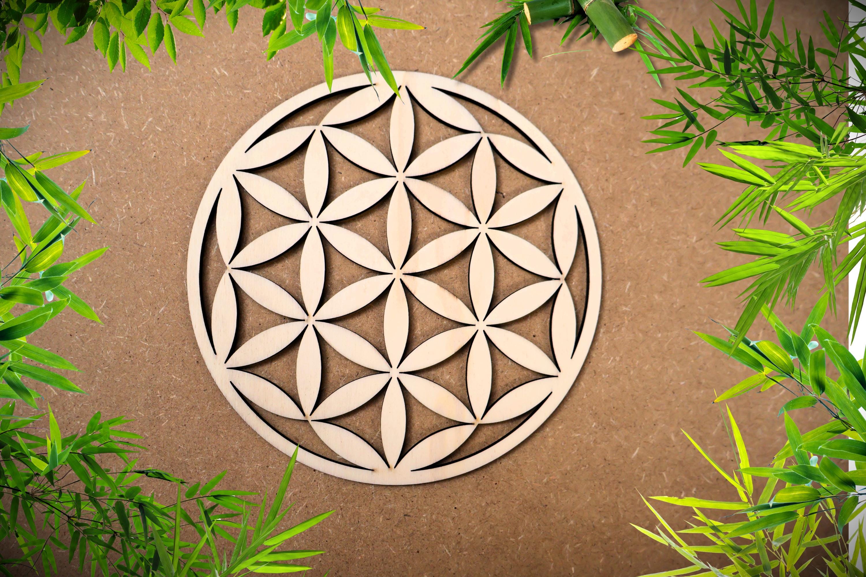 Fleur de Vie en bois, Mandala, décoration murale & table, coupé sur mesure de 20 à 70 cm