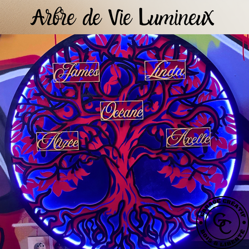 Arbre de Vie Lumineux Personnalisé en Bois