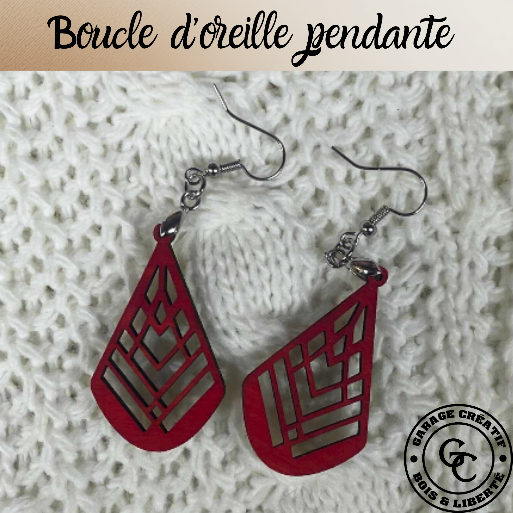 Boucle d'oreille en bois fabrication artisanale