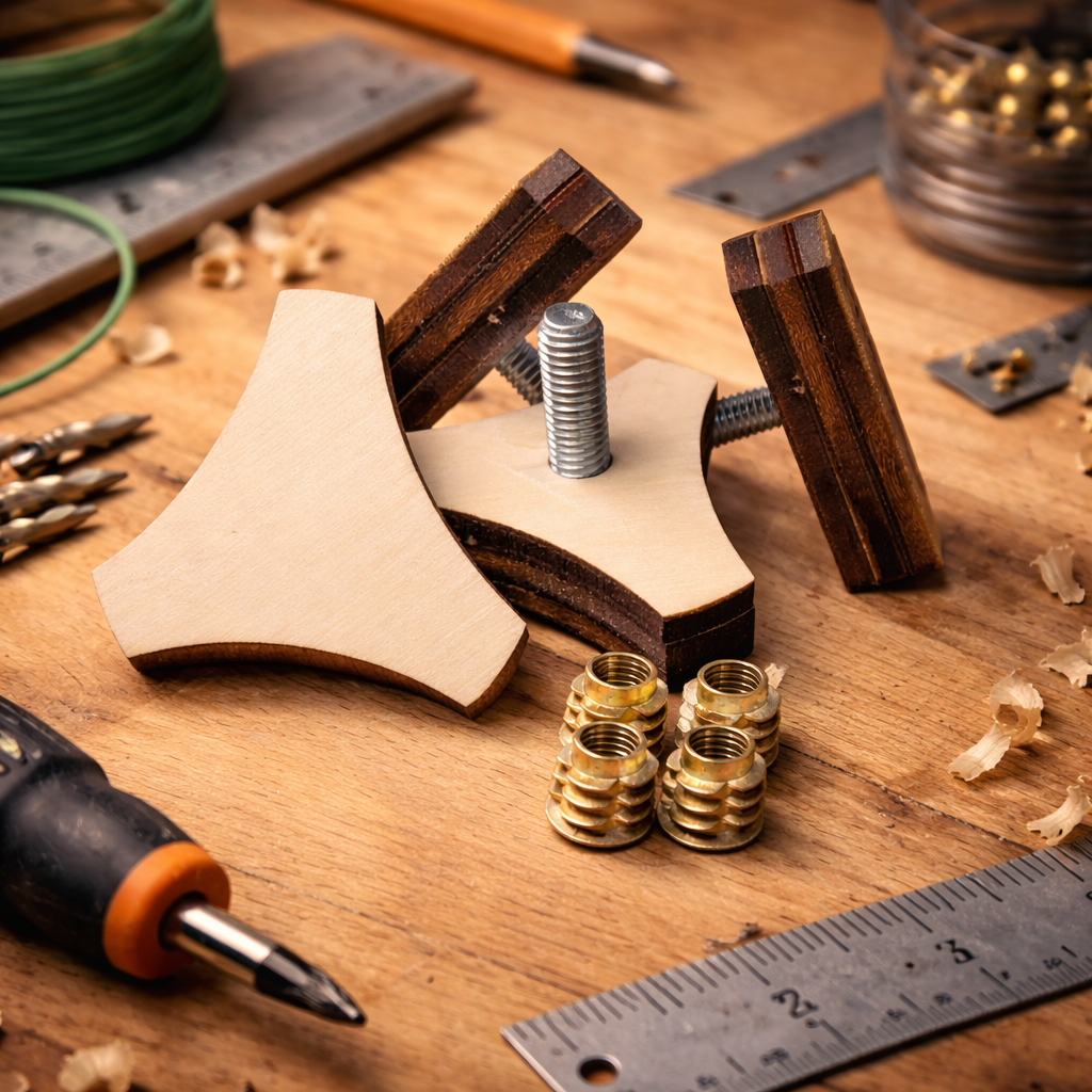 Kit Fixation Lit Peigne Van Aménagé - Peuplier Artisanal (Lot de 4)