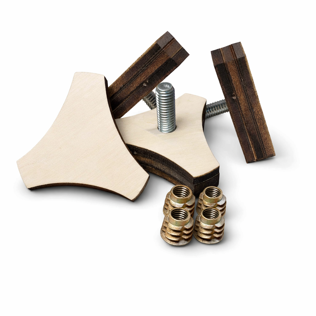 Kit Fixation Lit Peigne Van Aménagé - Peuplier Artisanal (Lot de 4)