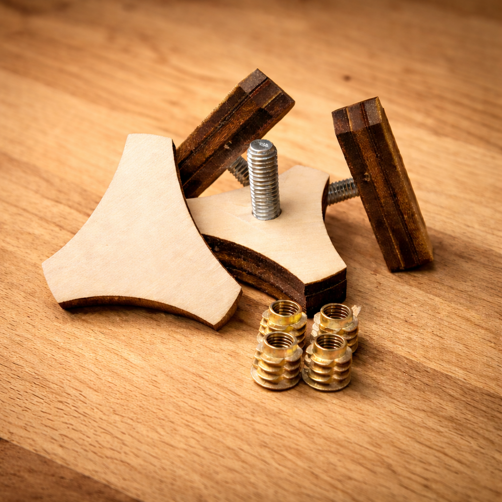 Kit Fixation Lit Peigne Van Aménagé - Peuplier Artisanal (Lot de 4)