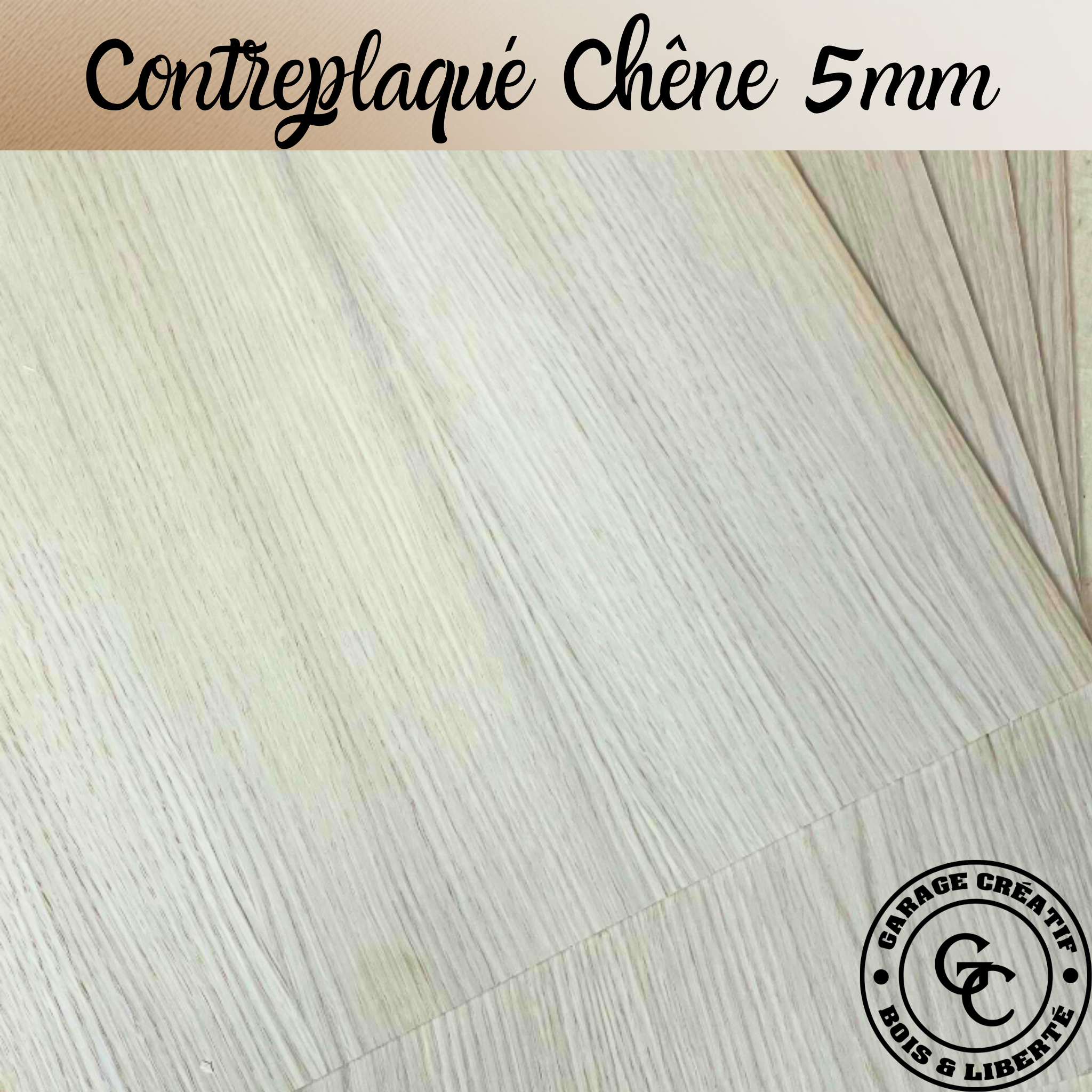 Contreplaqué chêne 5mm qualité laser pour gravure et découpe - vue détail grain
