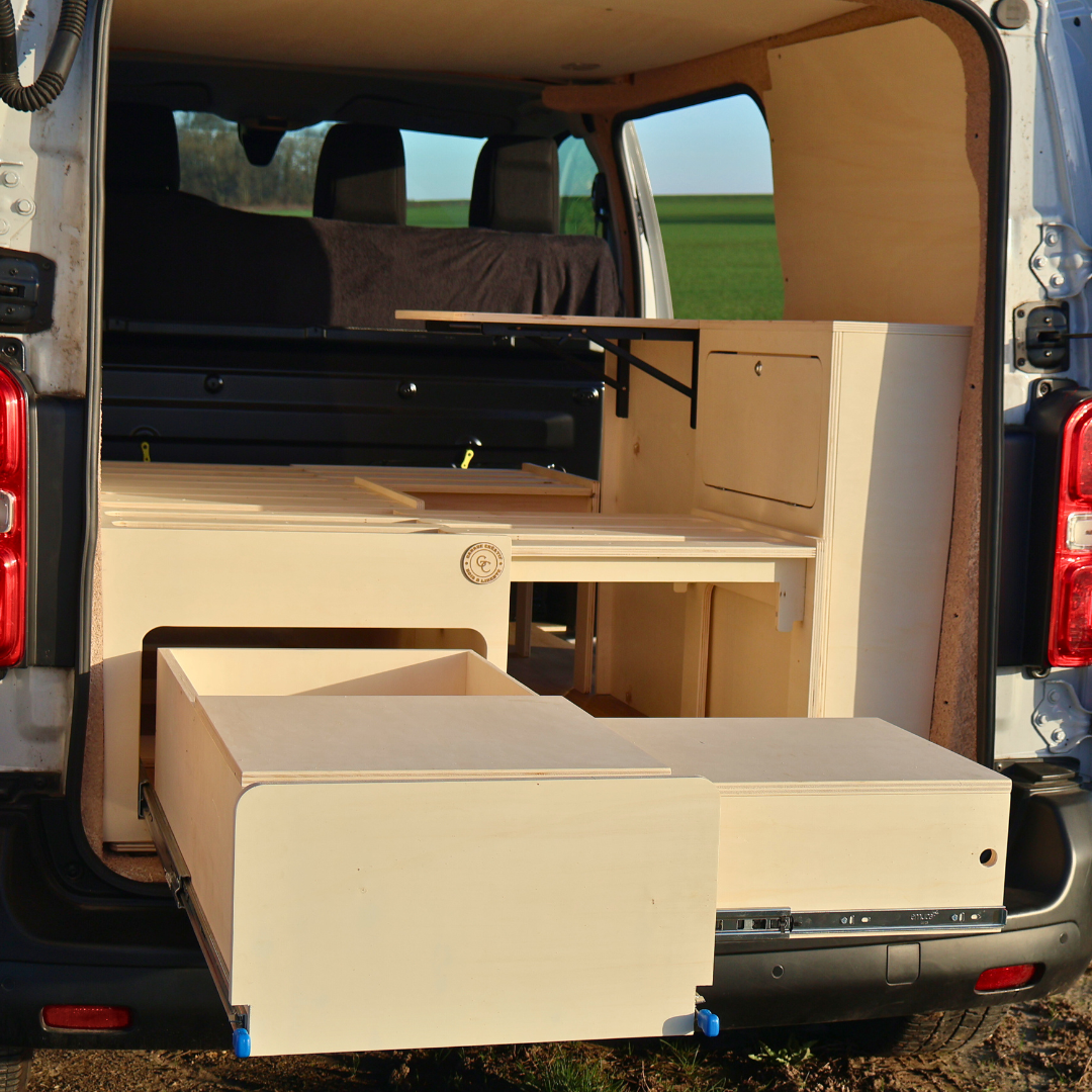 Lit peigne en bois pour van aménagé Modulaire & rangement L120cm
