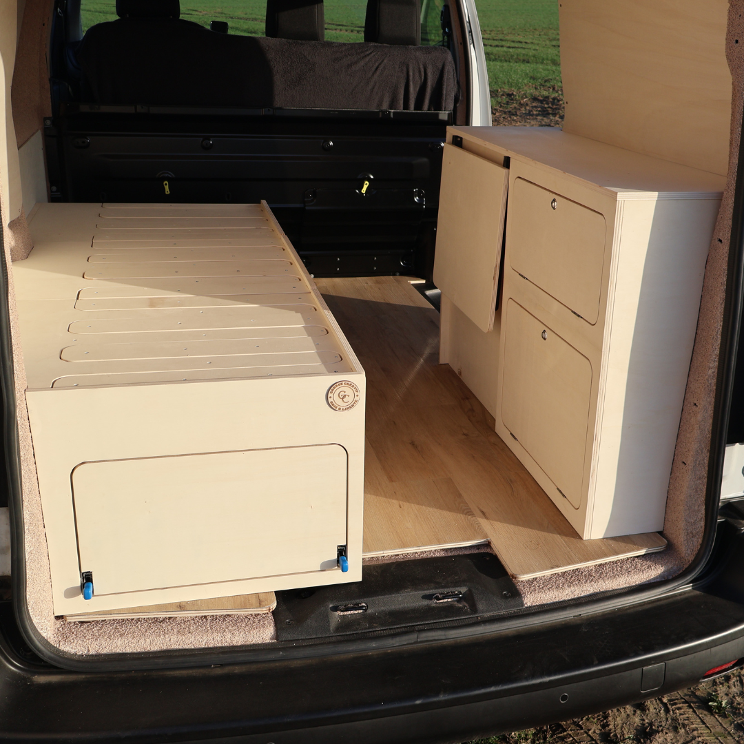 Lit peigne en bois pour van aménagé Modulaire & rangement L120cm