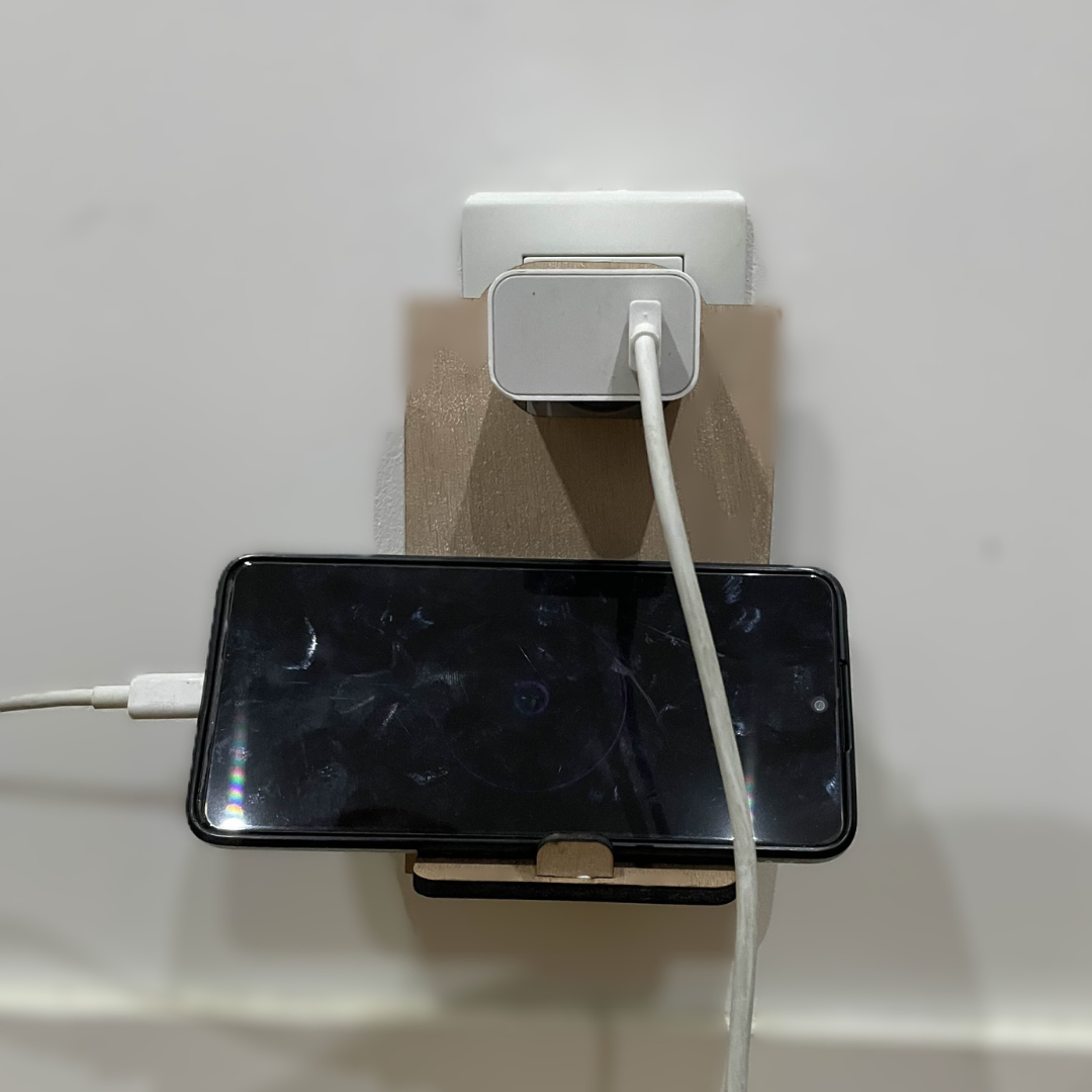 Support téléphone mural en bois