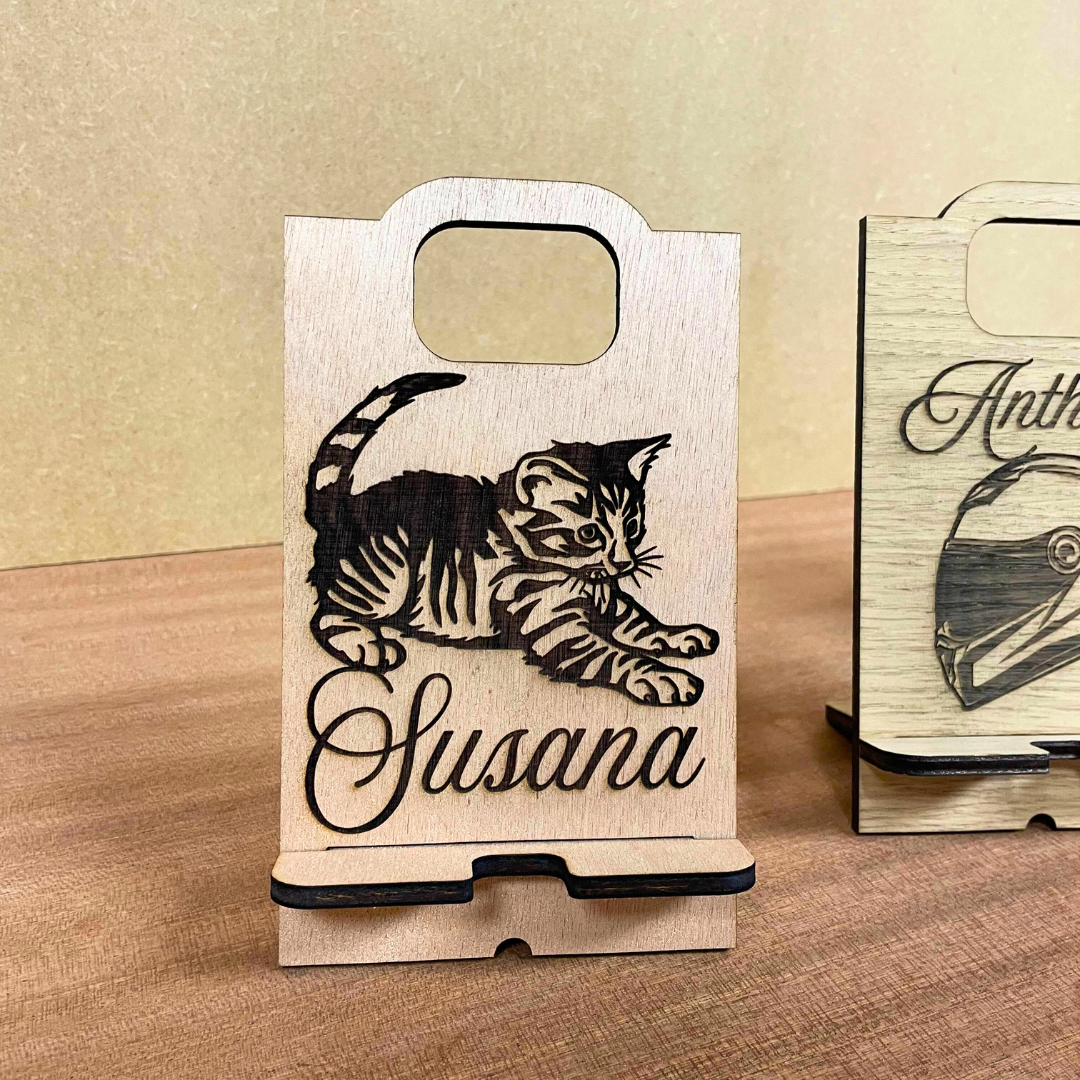 Support téléphone mural en bois