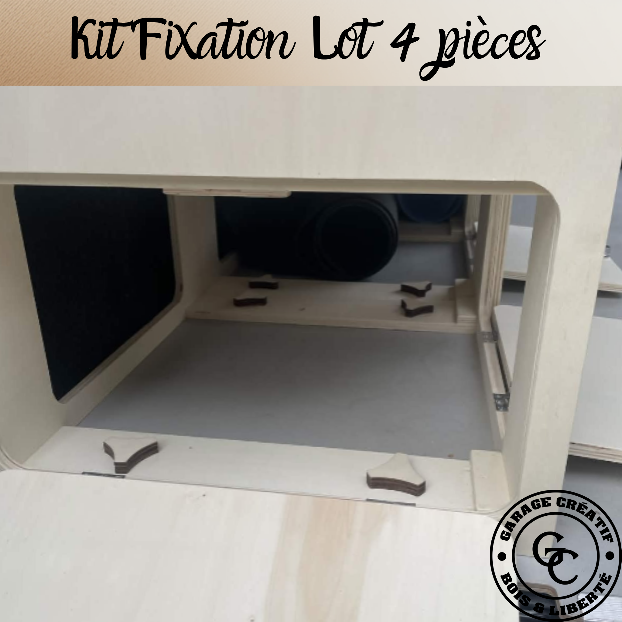 Kit Fixation Lit Peigne Van Aménagé - Peuplier Artisanal (Lot de 4)
