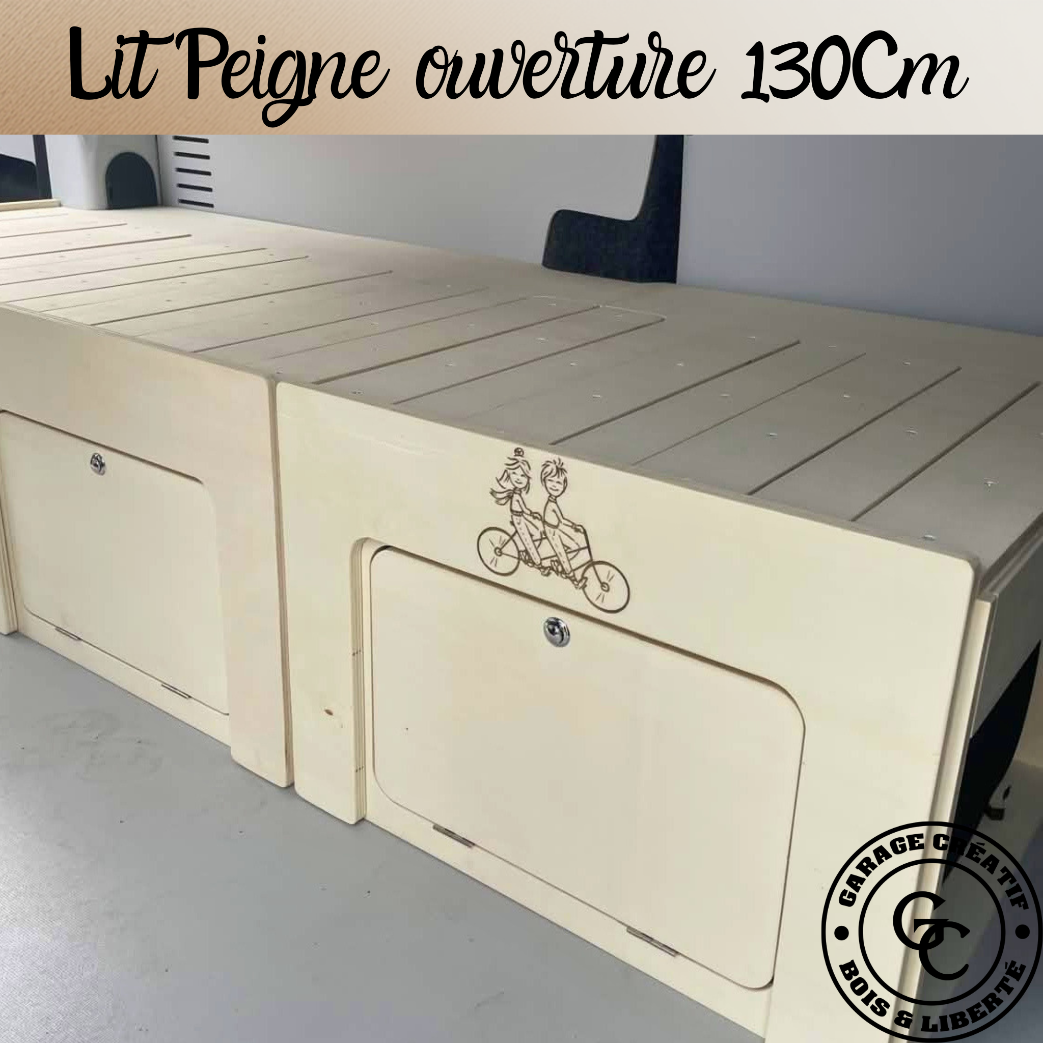 Lit peigne van configuration 60cm avec rangement intégré