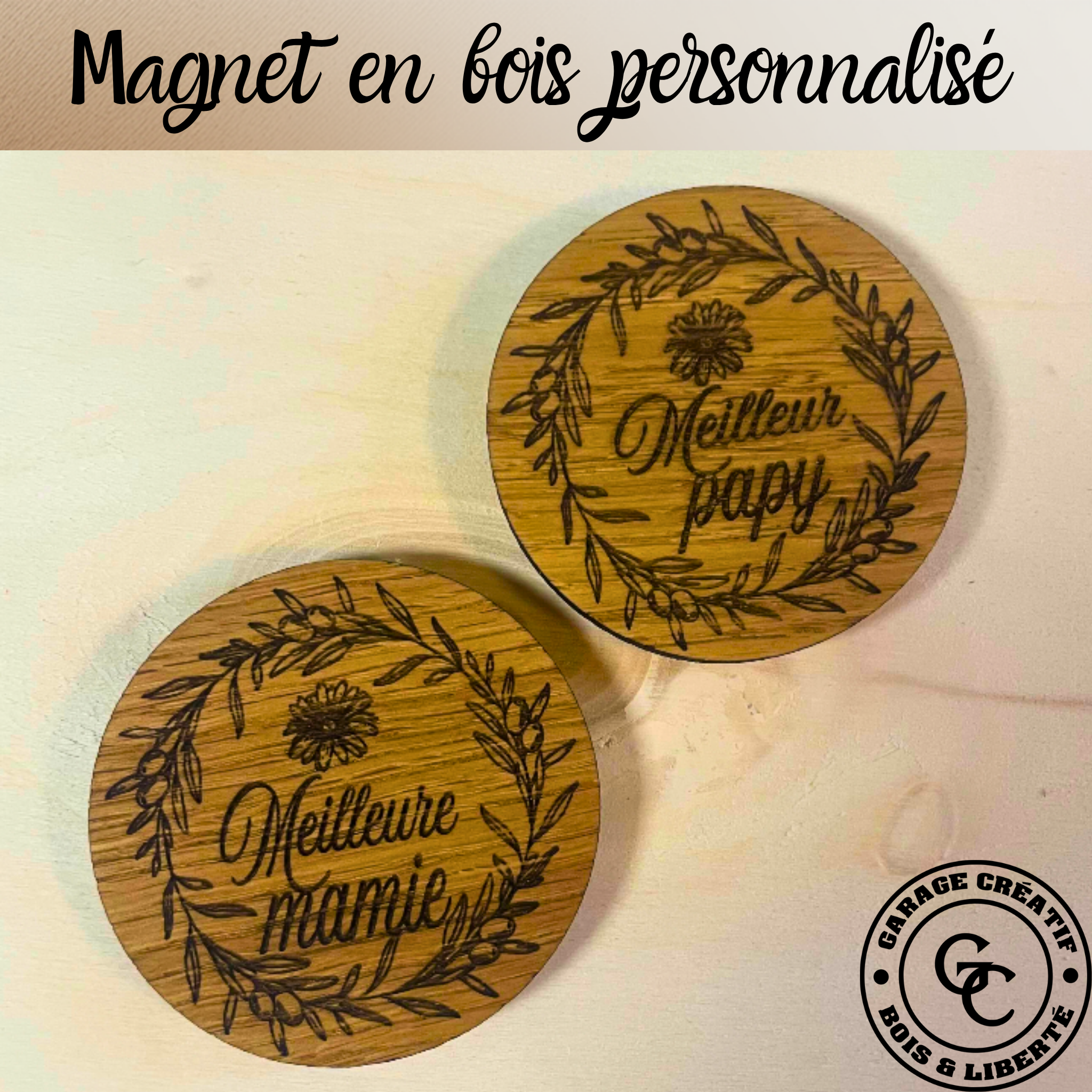 Magnet en bois personnalisee fabrication artisanale