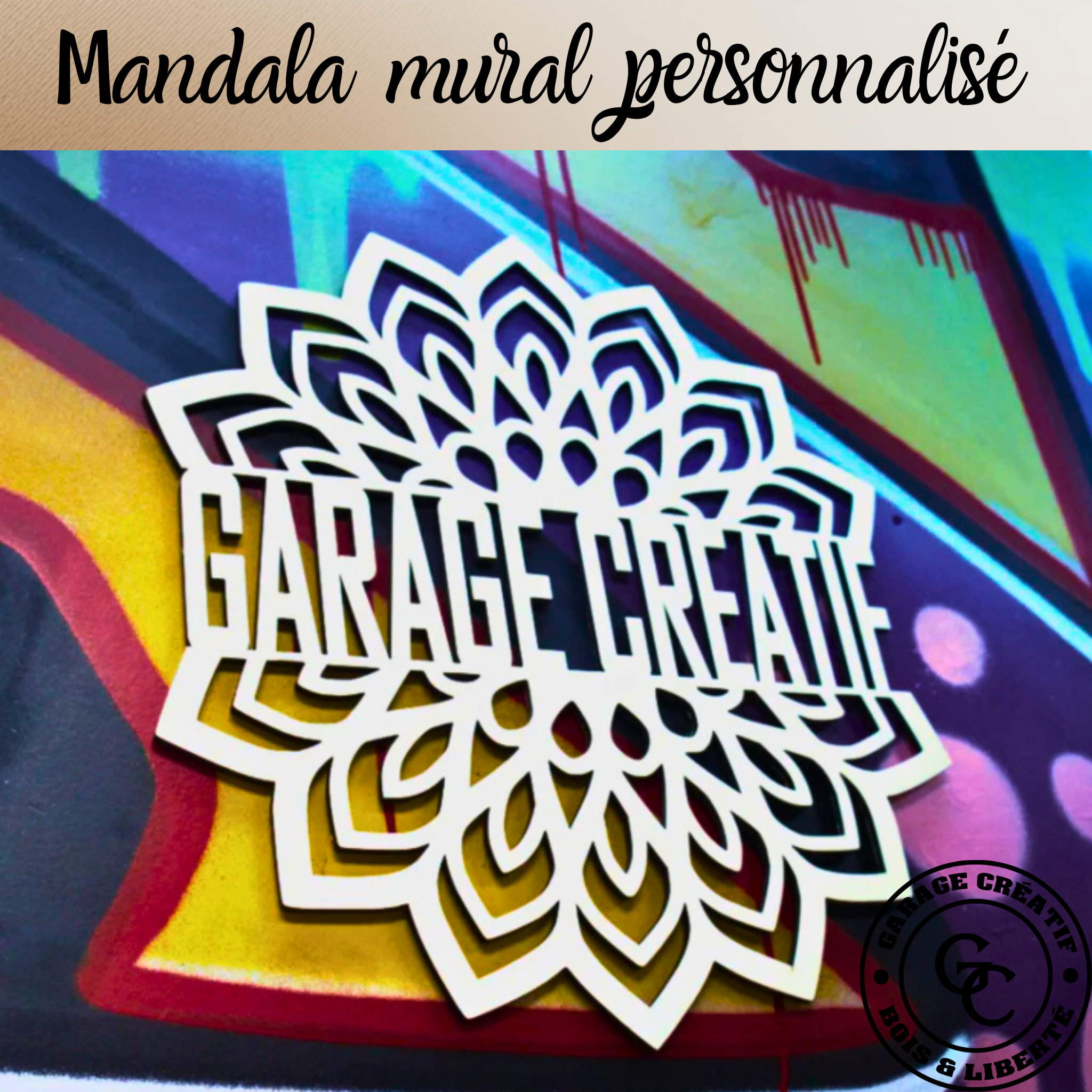 mandala en bois personnalisable avec prénom accroche murale
