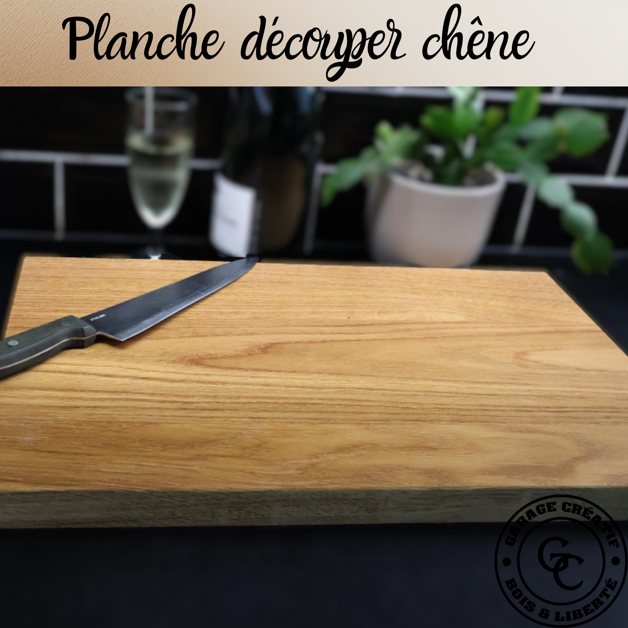 Solid oak cutting board with engraving – Handmade wooden chopping board for kitchen & gift