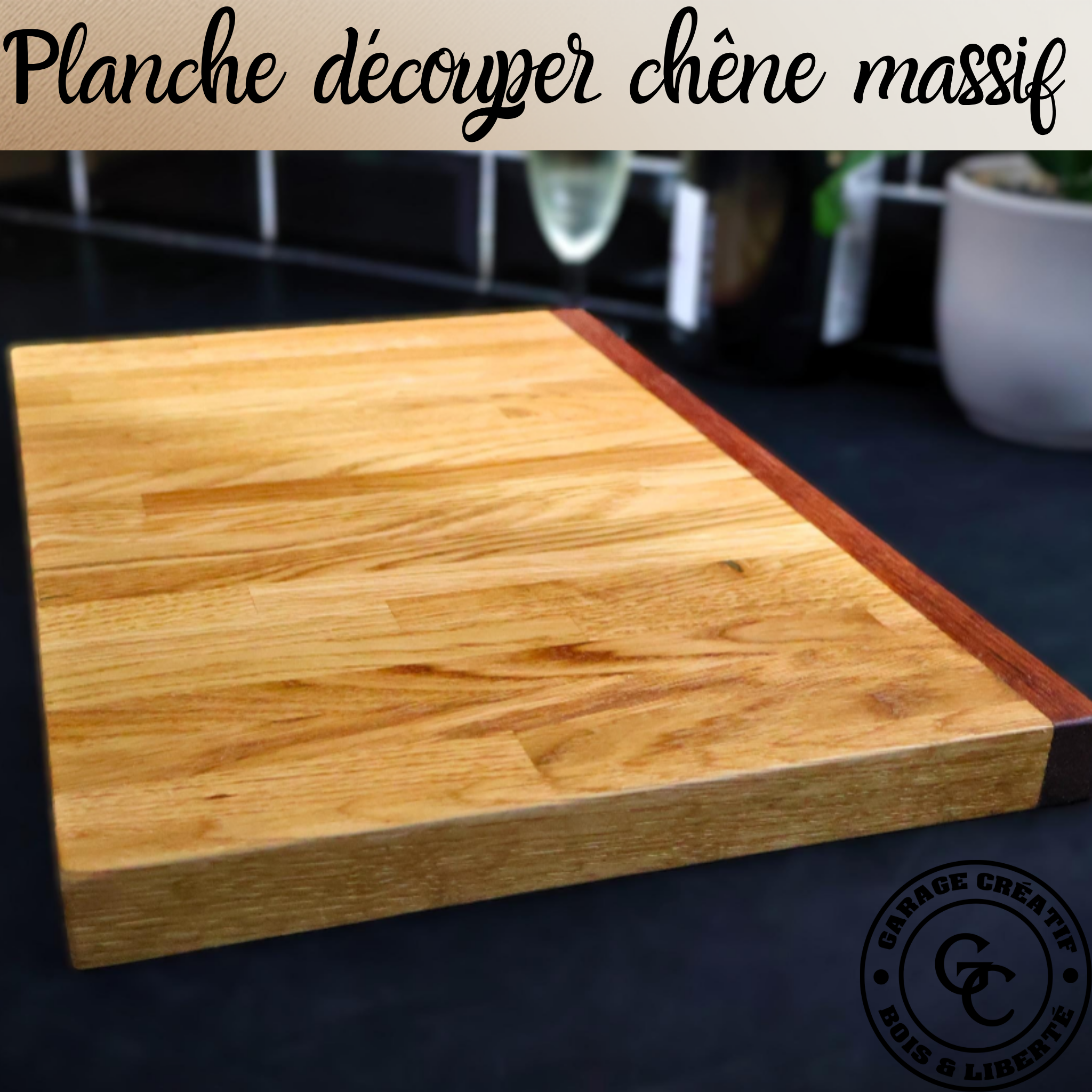 Solid oak cutting board with engraving – Handmade wooden chopping board for kitchen & gift