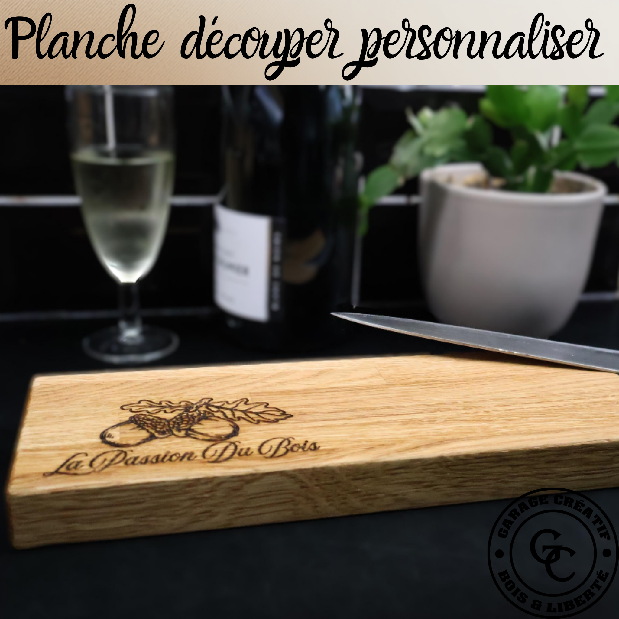 Solid oak cutting board with engraving – Handmade wooden chopping board for kitchen & gift