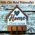 Porte-clés mural personnalisable en bois avec crochets pour entrée
