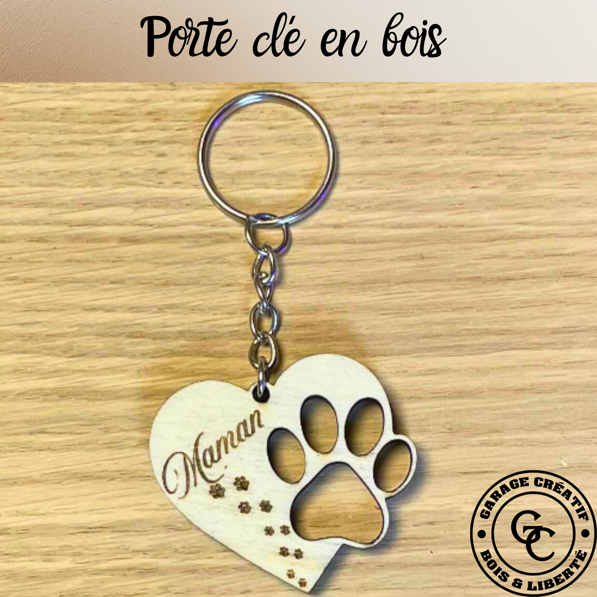 Porte clé patte de chien personnalisée