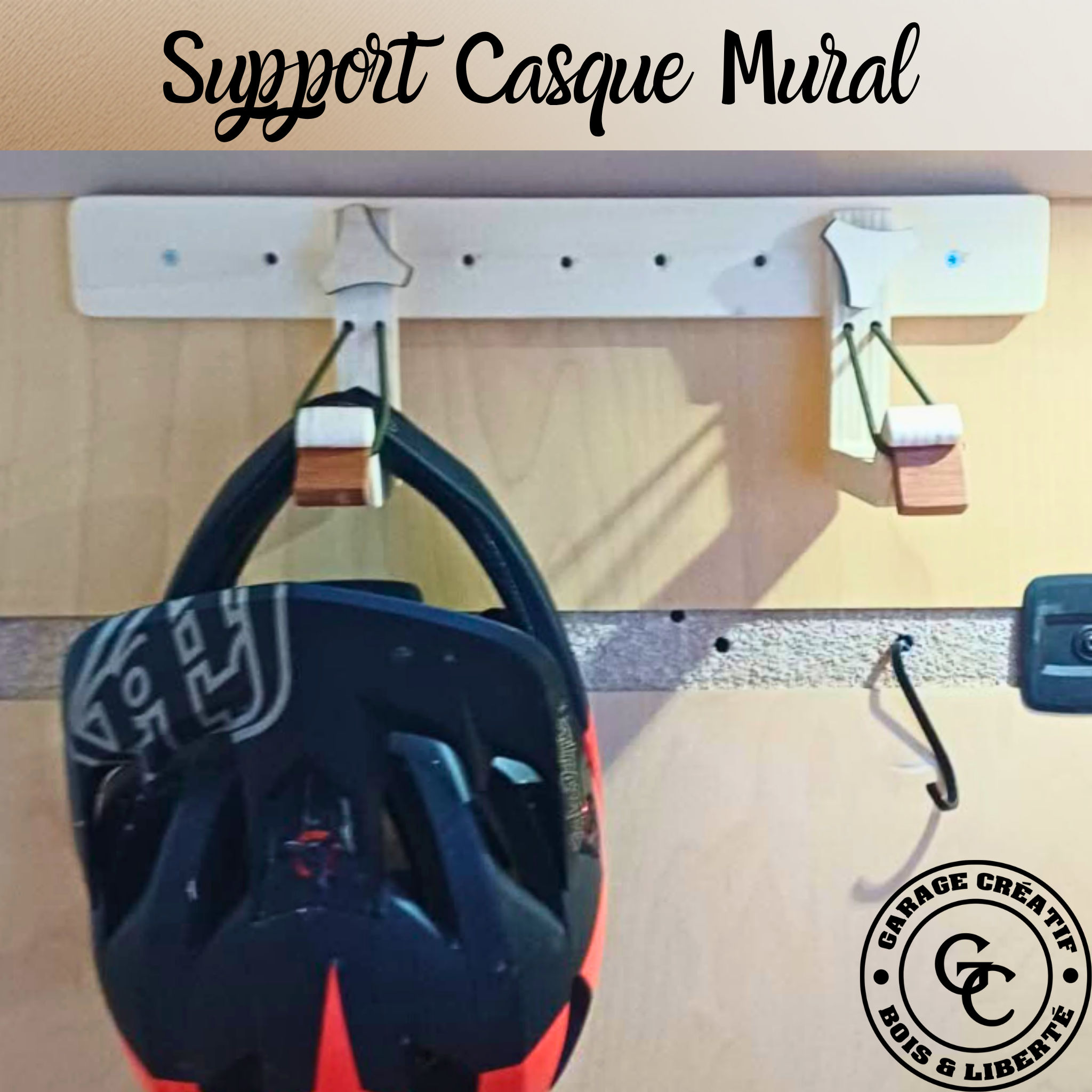 Support mural avec accroche a verrou  en bois. Fabrication artisanale