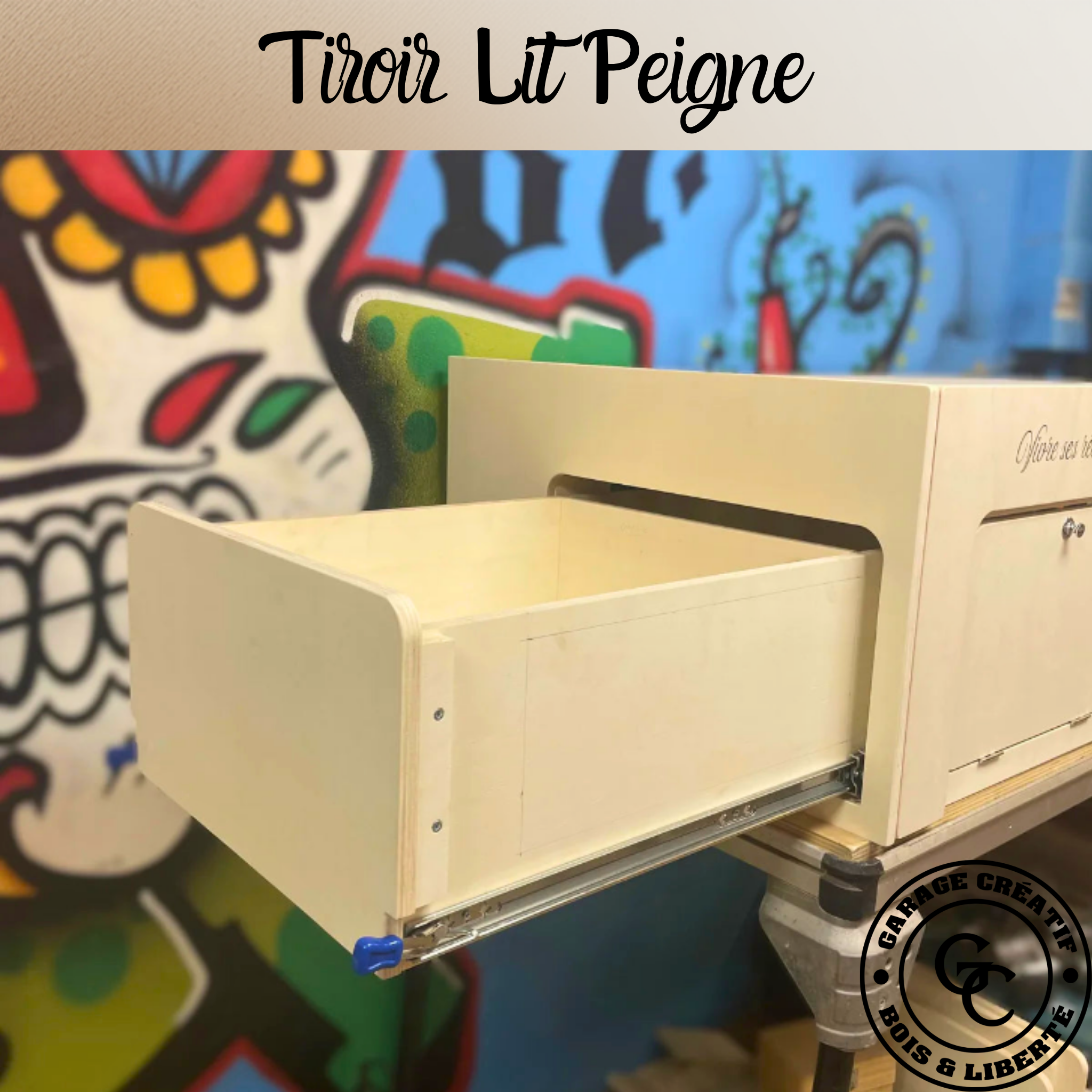 lit peigne évolutif modulable van aménagé bois fabrication artisanal français avec grand tiroir standard