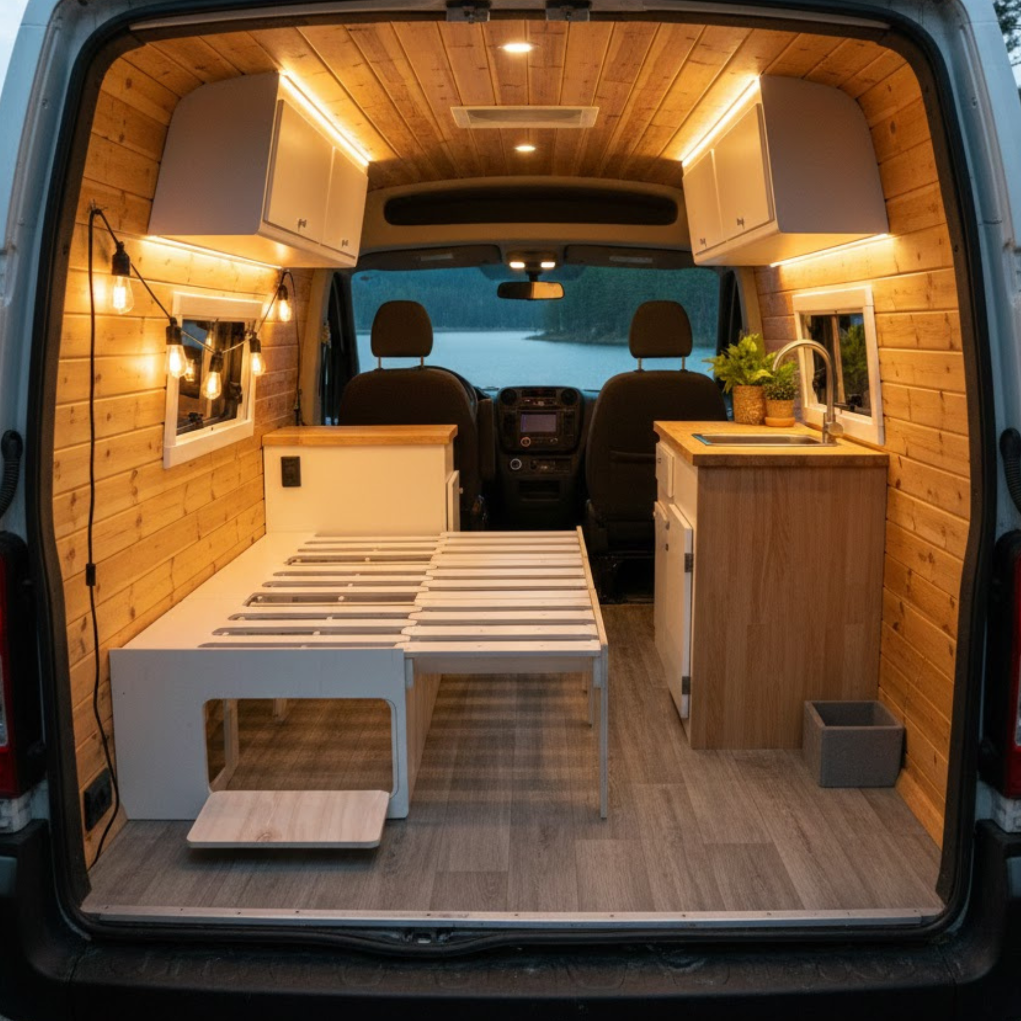 Lit peigne van configuration 60cm avec rangement intégré