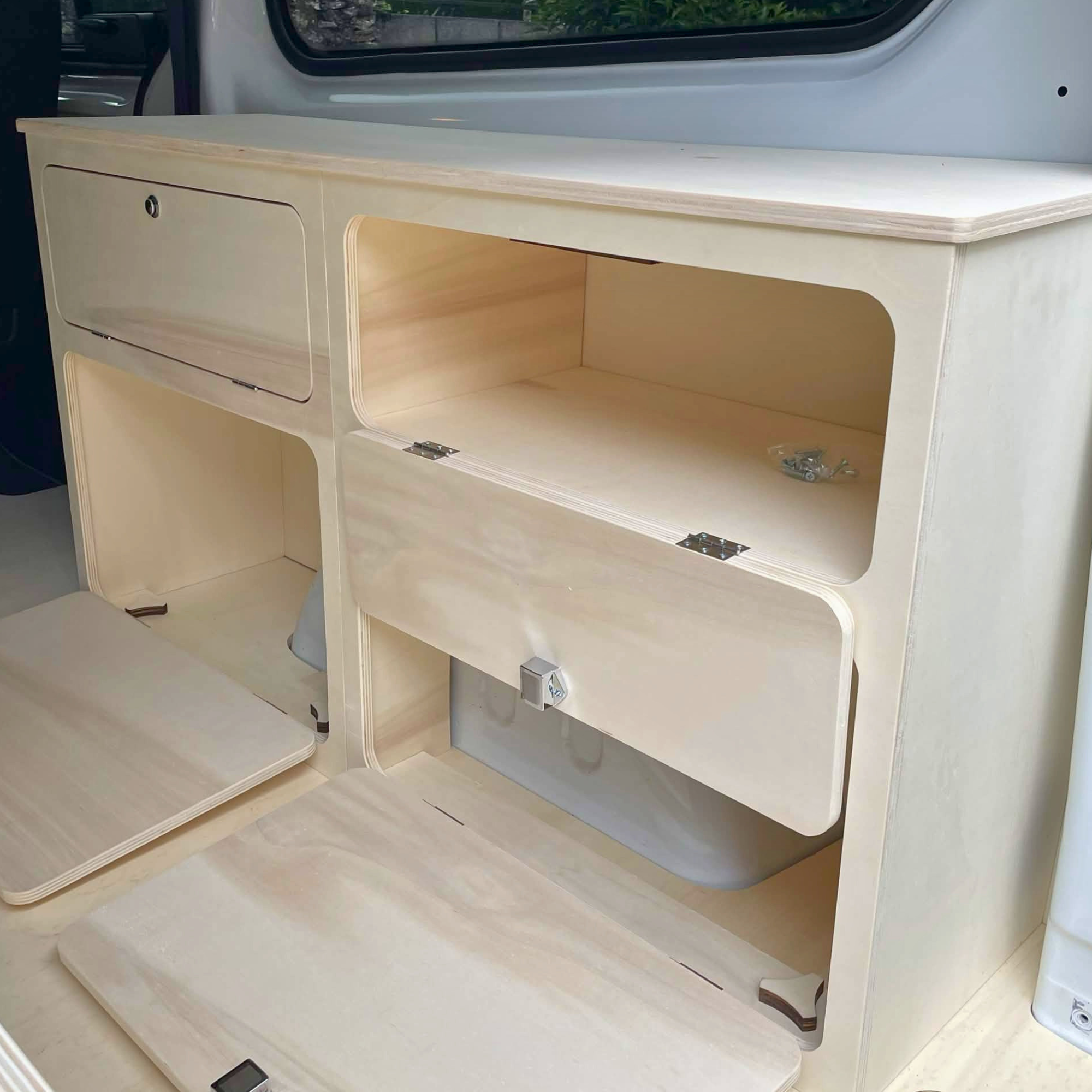 Meuble latéral van bois peuplier rangement fourgon aménagé