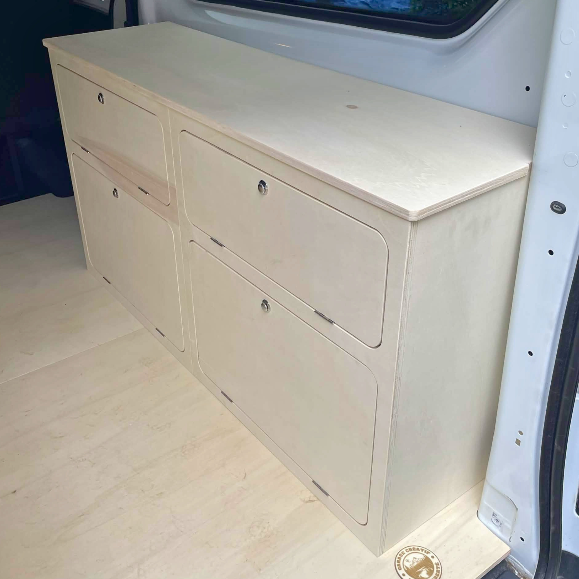 Meuble latéral van bois peuplier rangement fourgon aménagé