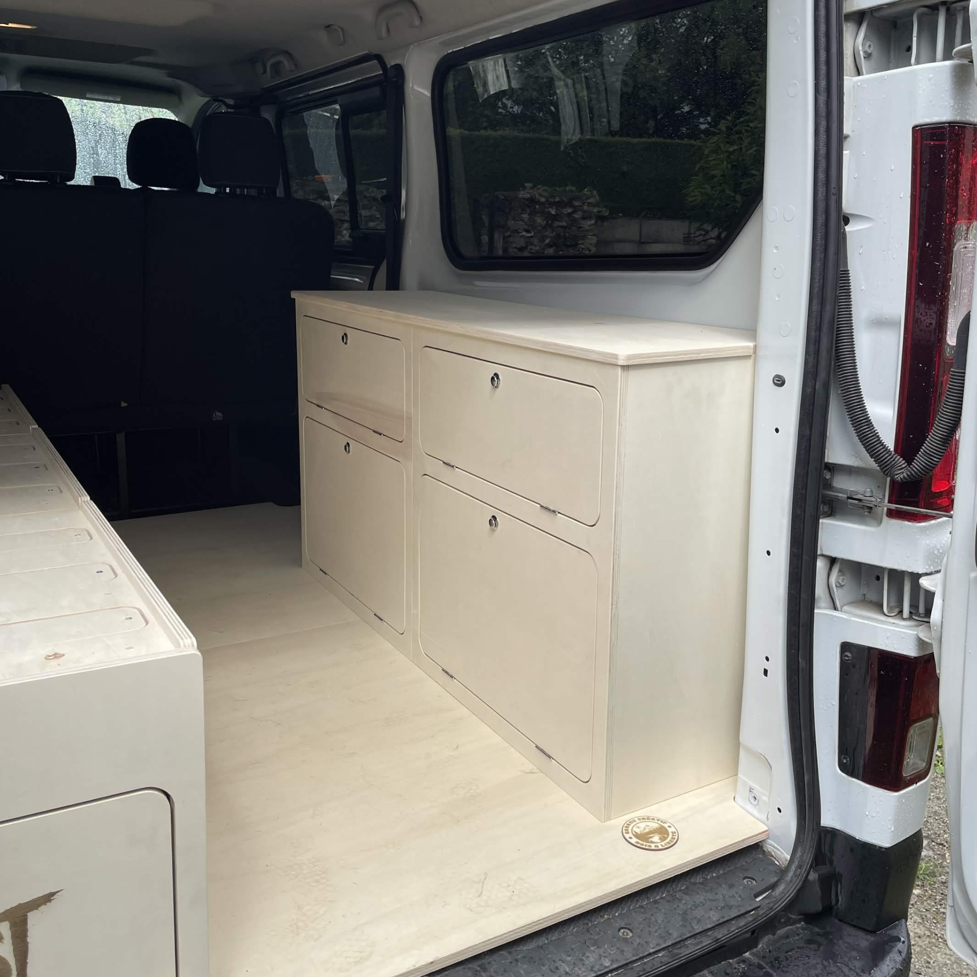 Meuble latéral van bois peuplier rangement fourgon aménagé